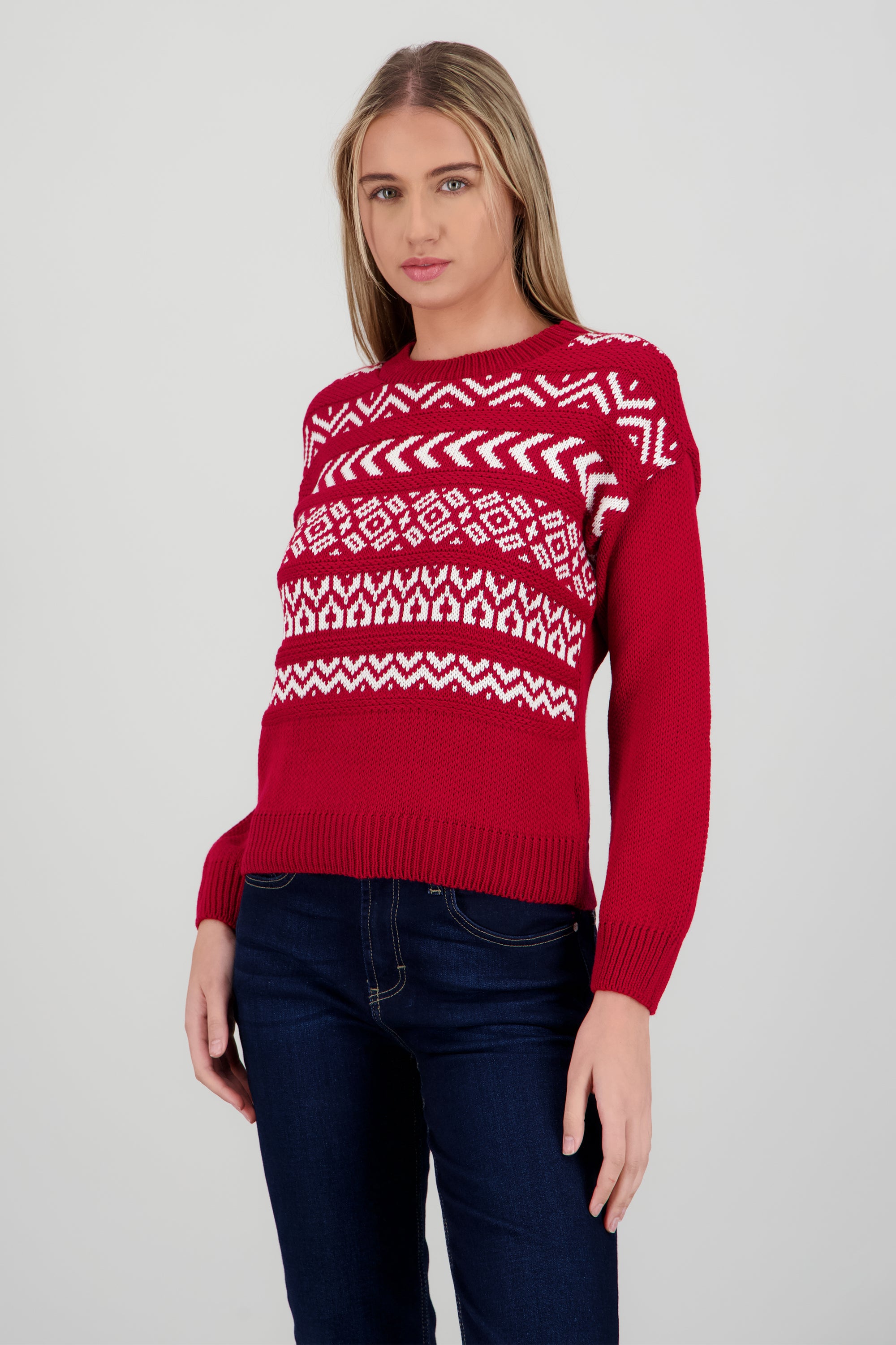 Suéter tejido grecas ROJO COMBO