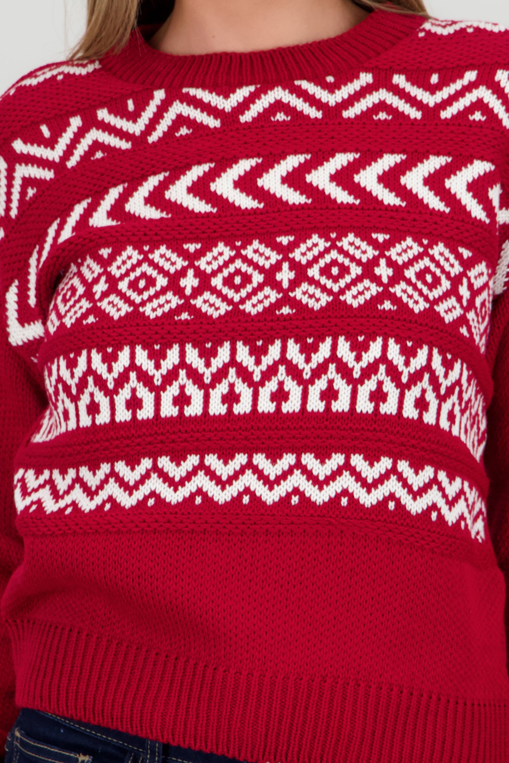 Suéter tejido grecas ROJO COMBO