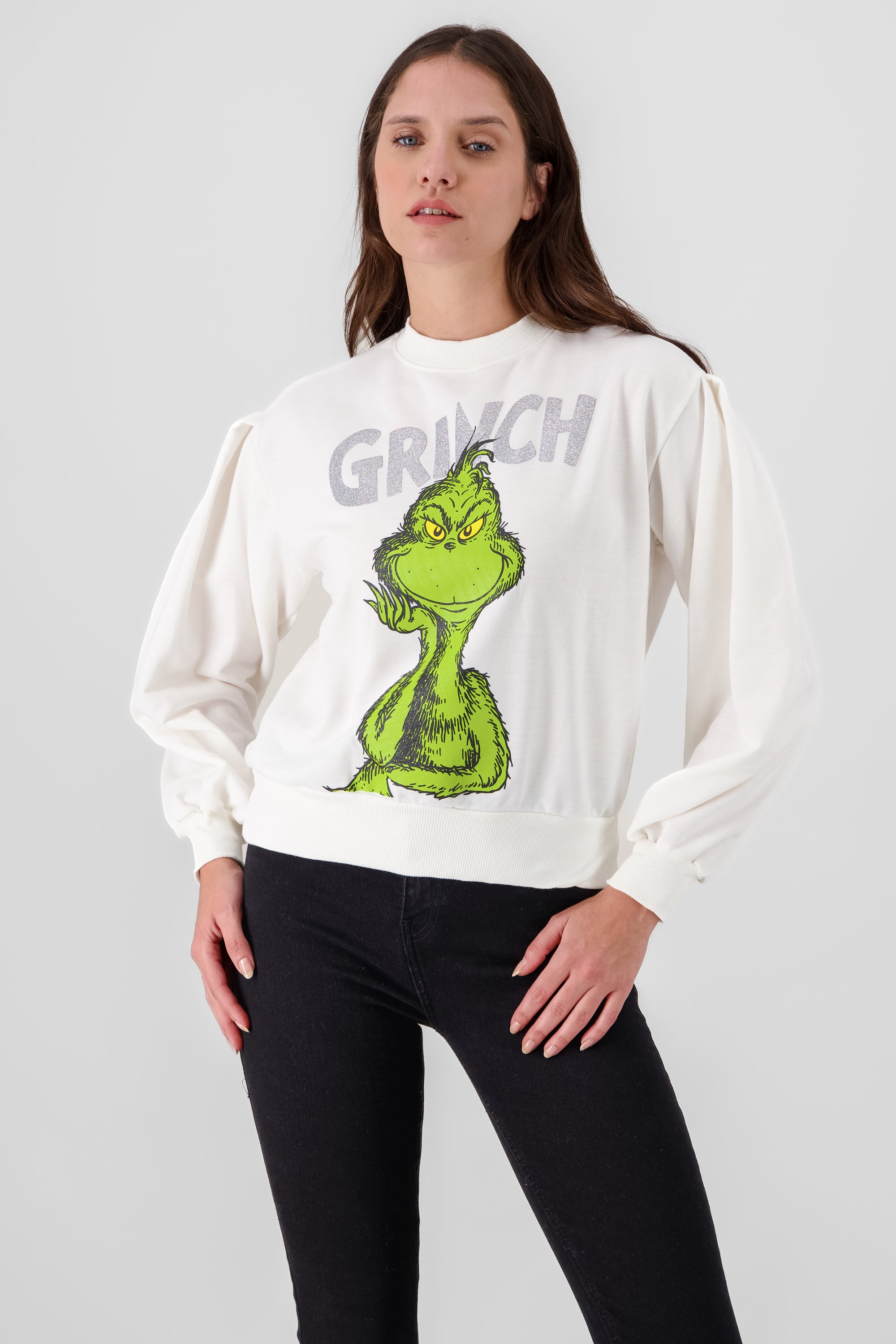 Sudadera oversize manga globo Grinch BEIGE