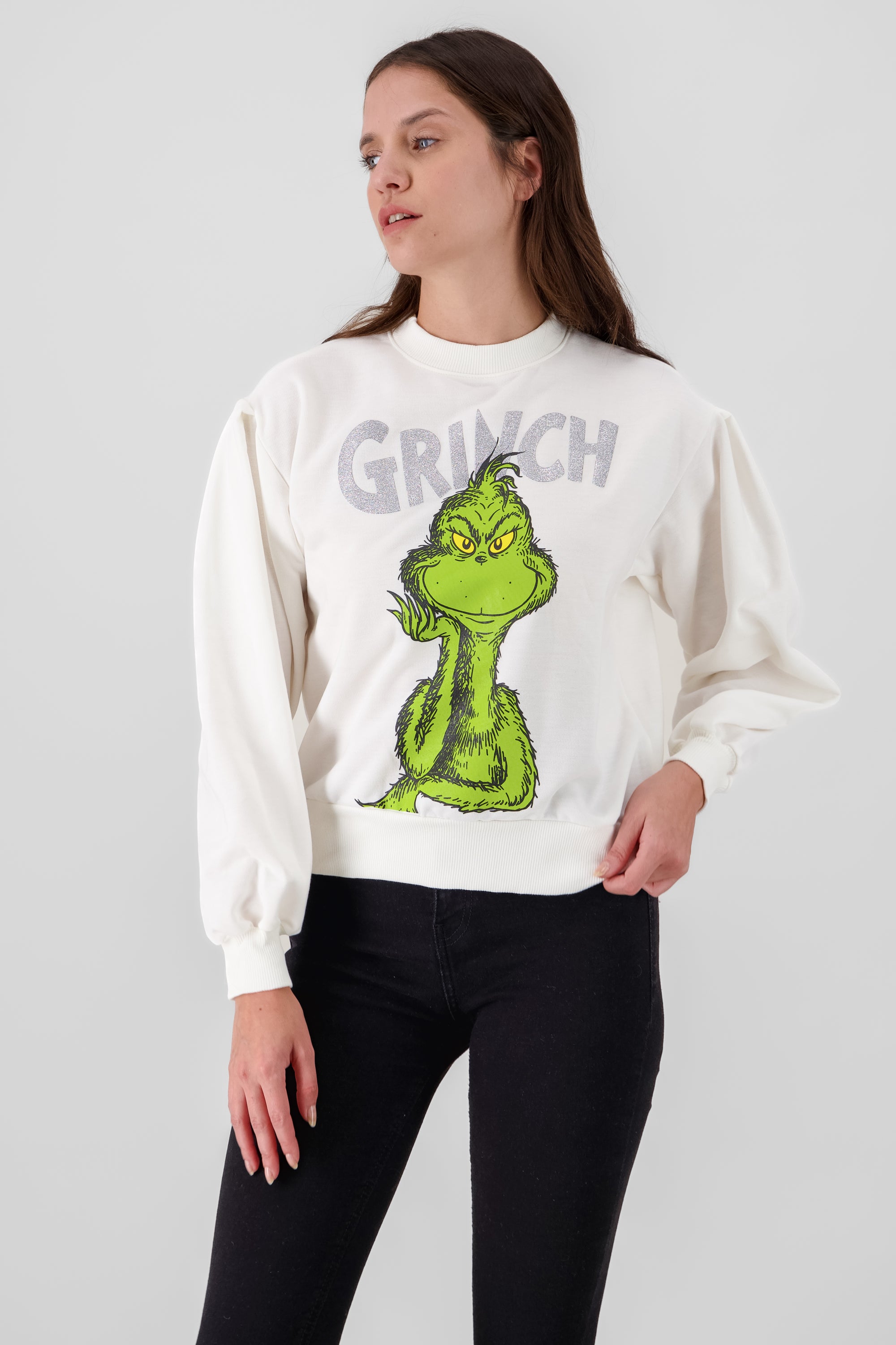 Sudadera oversize manga globo Grinch BEIGE