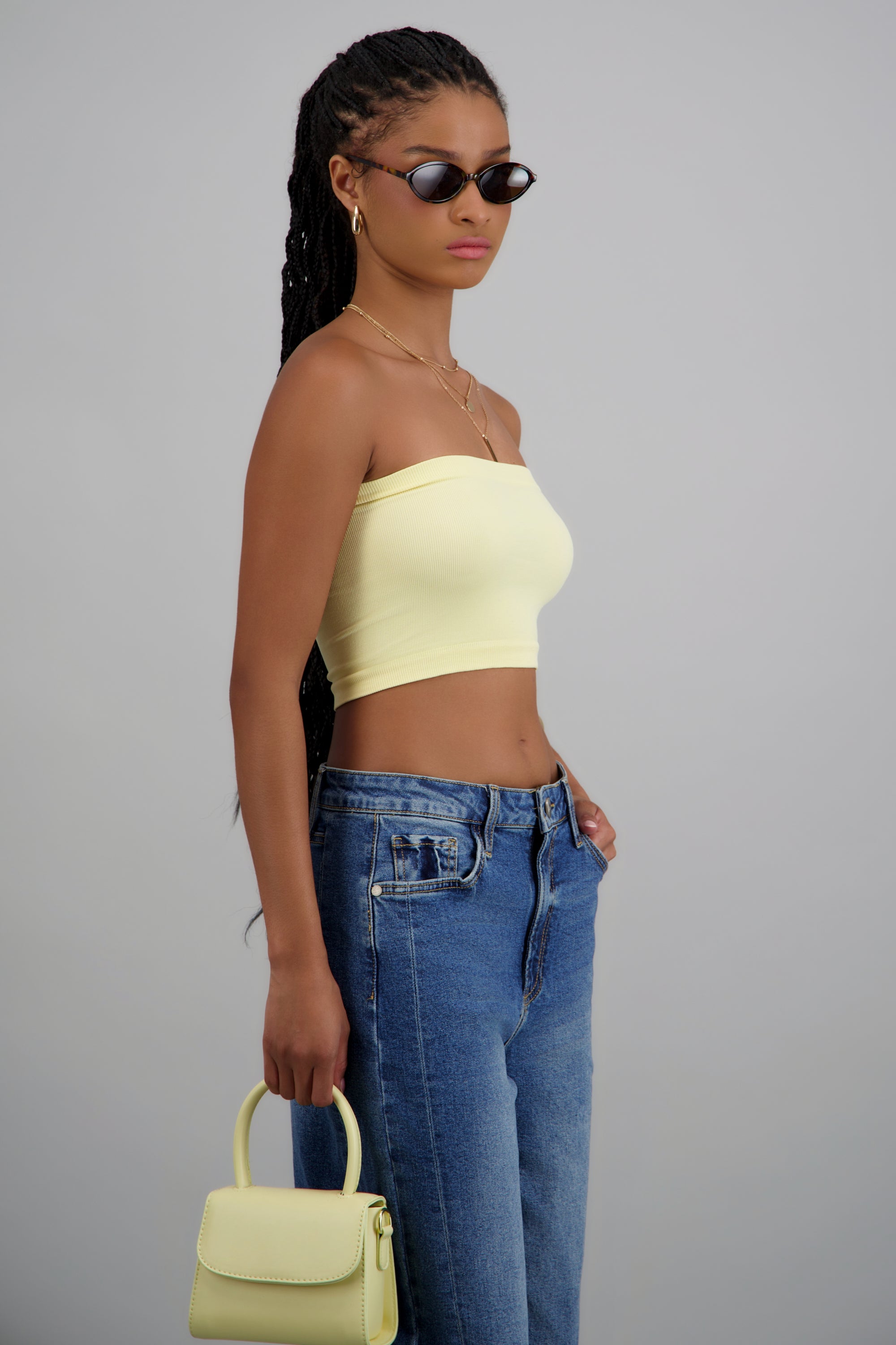 Top tubo seamless acanalado liso AMARILLO