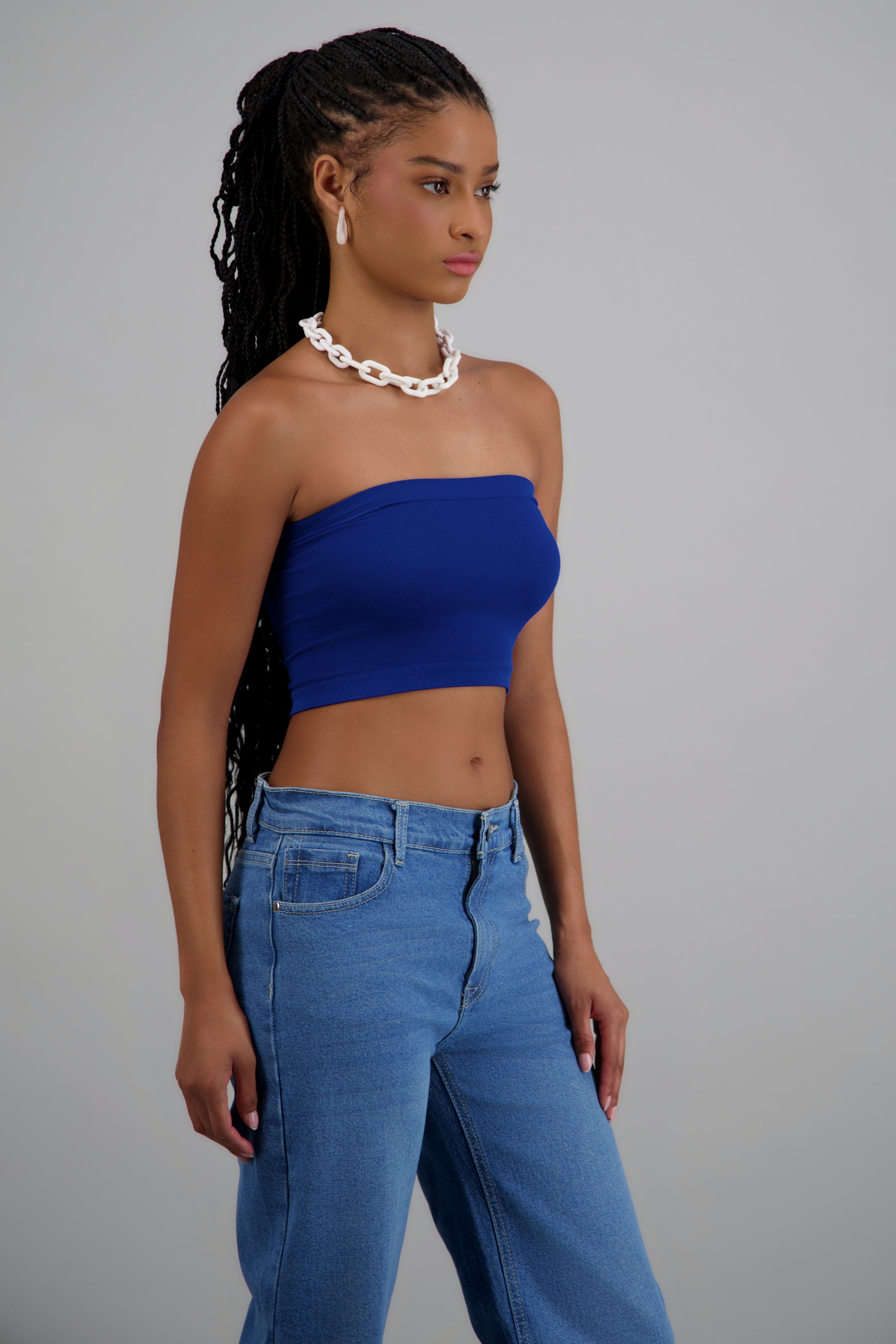Top tubo seamless acanalado liso AZUL REY