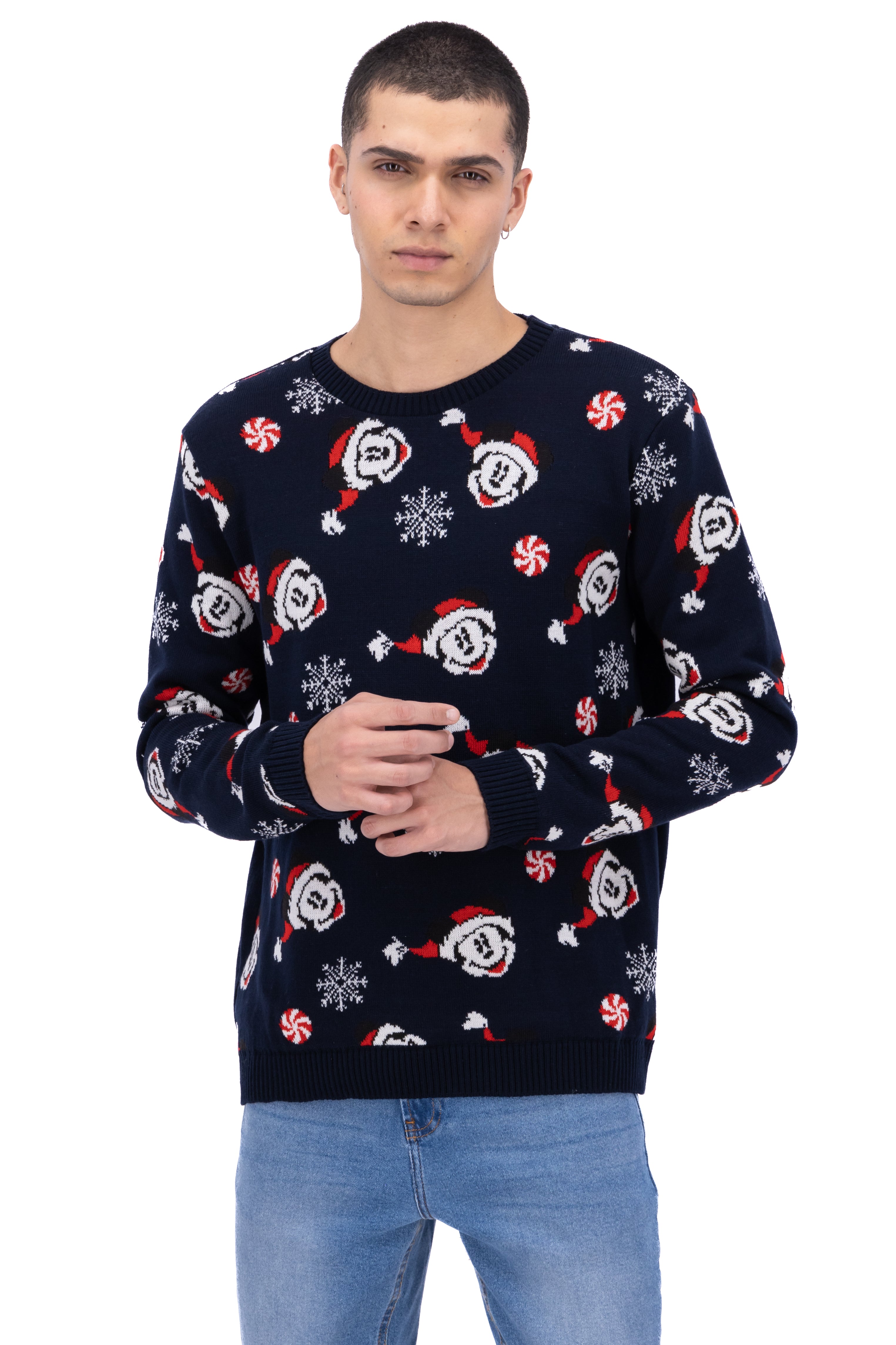 Suéter navideño Mickey Mouse copos nieve MARINO
