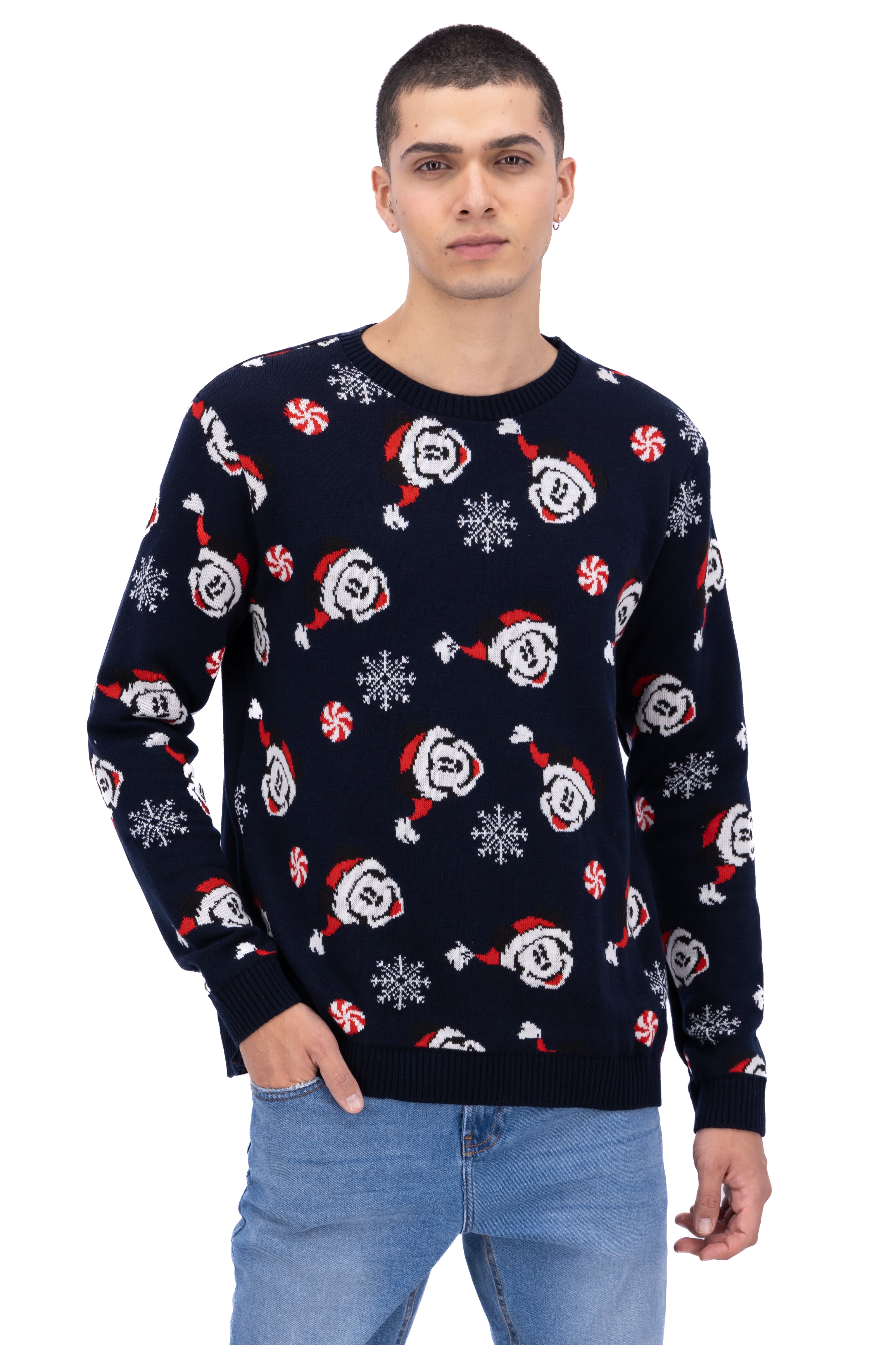 Suéter navideño Mickey Mouse copos nieve MARINO