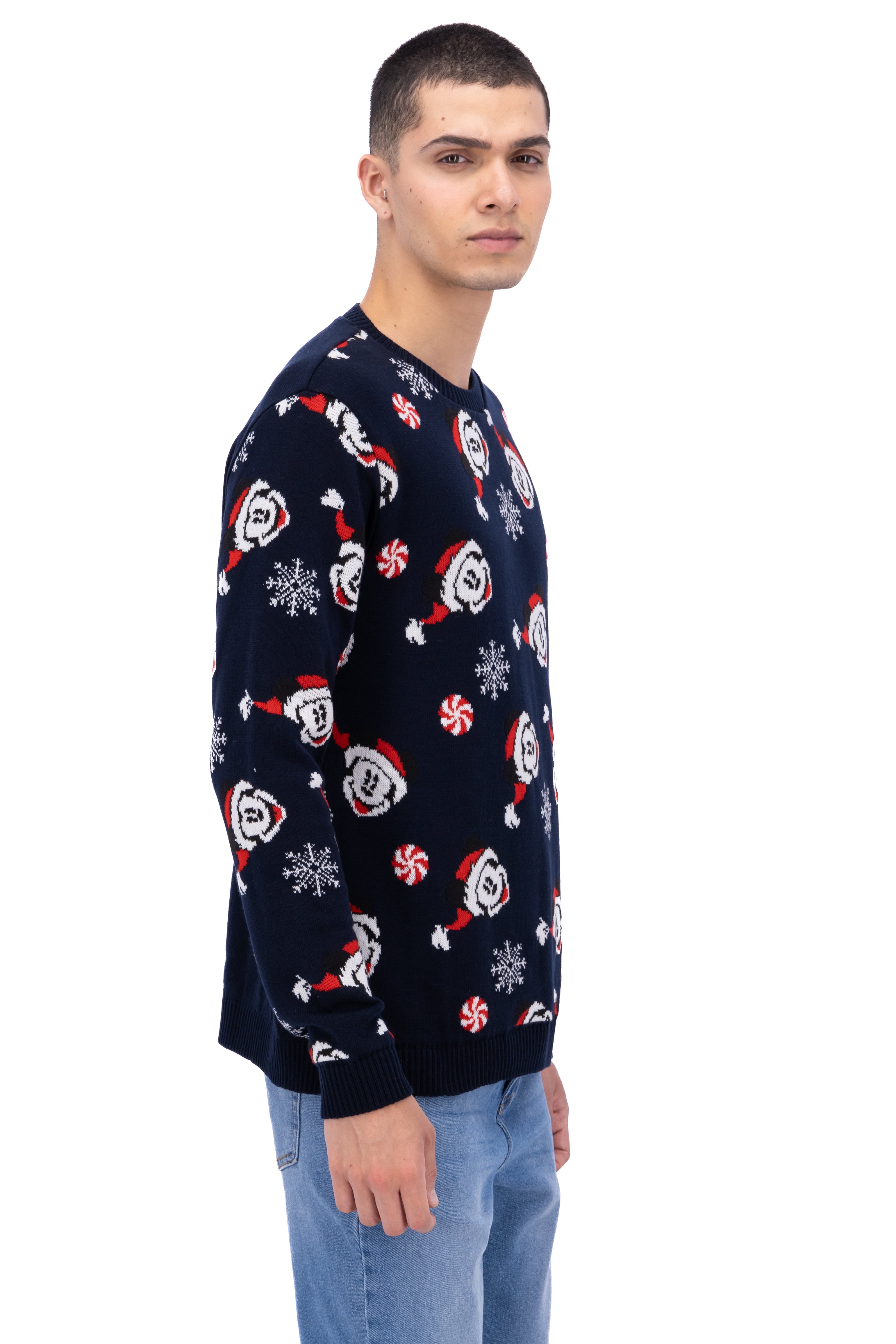 Suéter navideño Mickey Mouse copos nieve MARINO