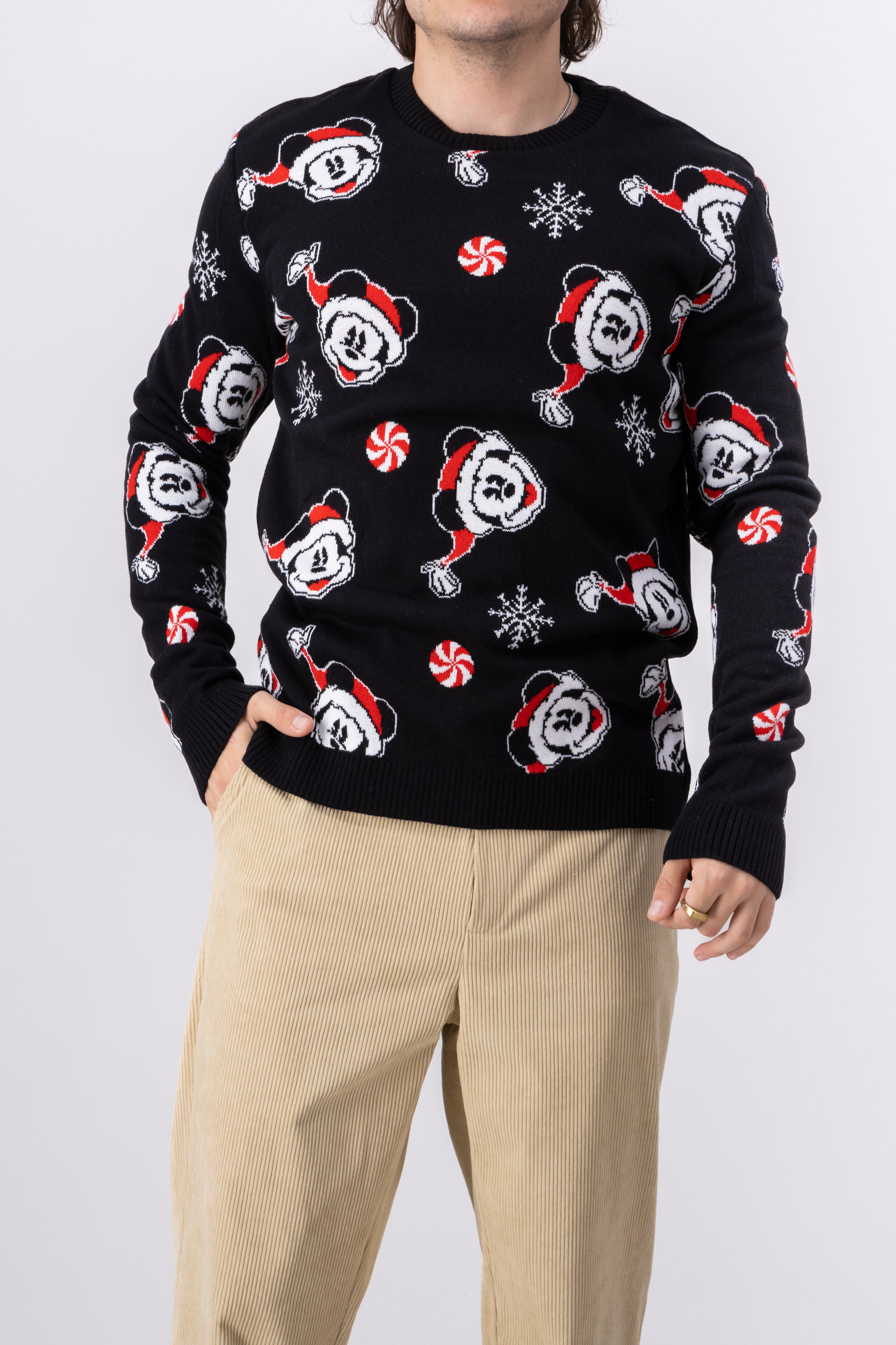 Suéter navideño Mickey Mouse copos nieve NEGRO