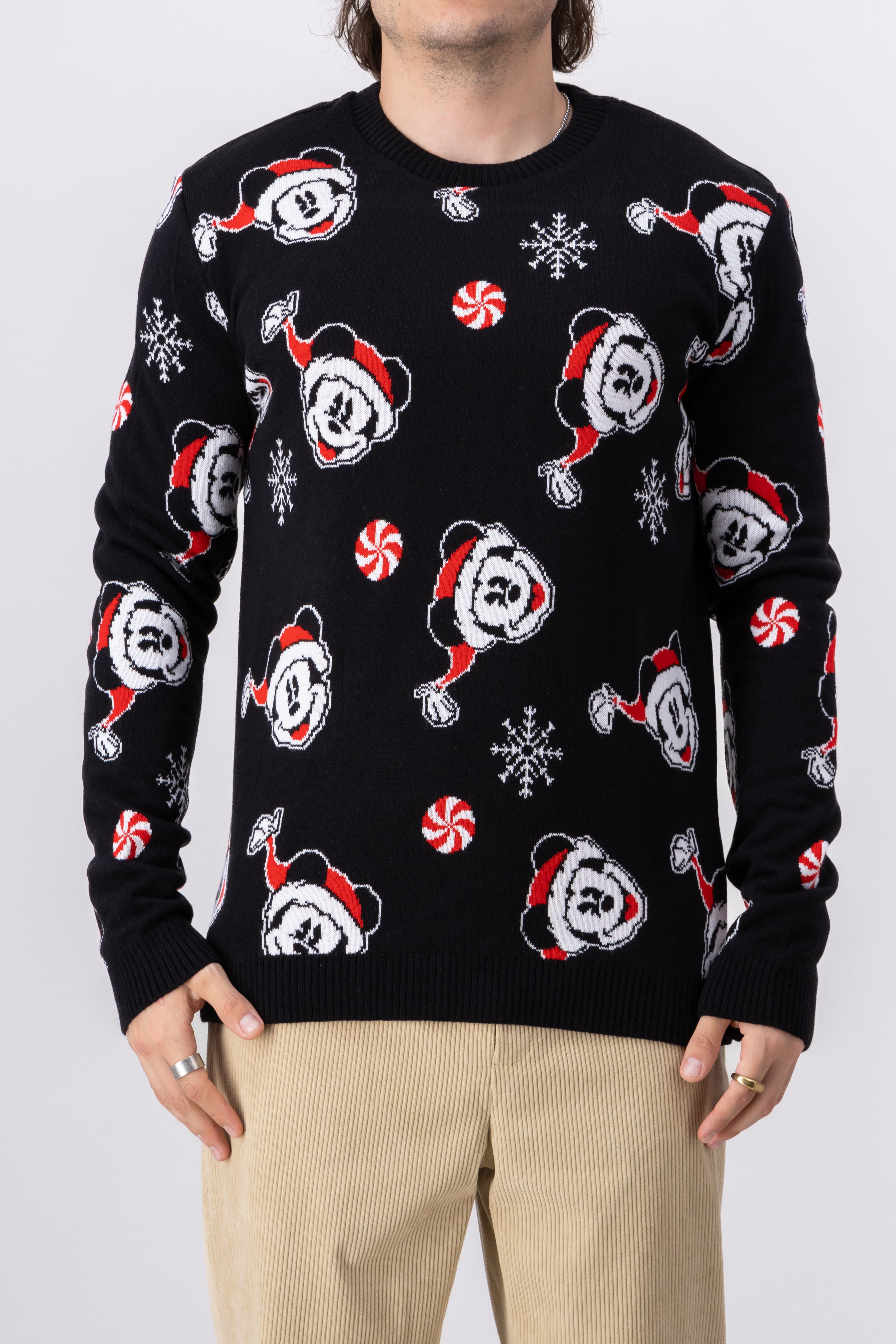 Suéter navideño Mickey Mouse copos nieve NEGRO