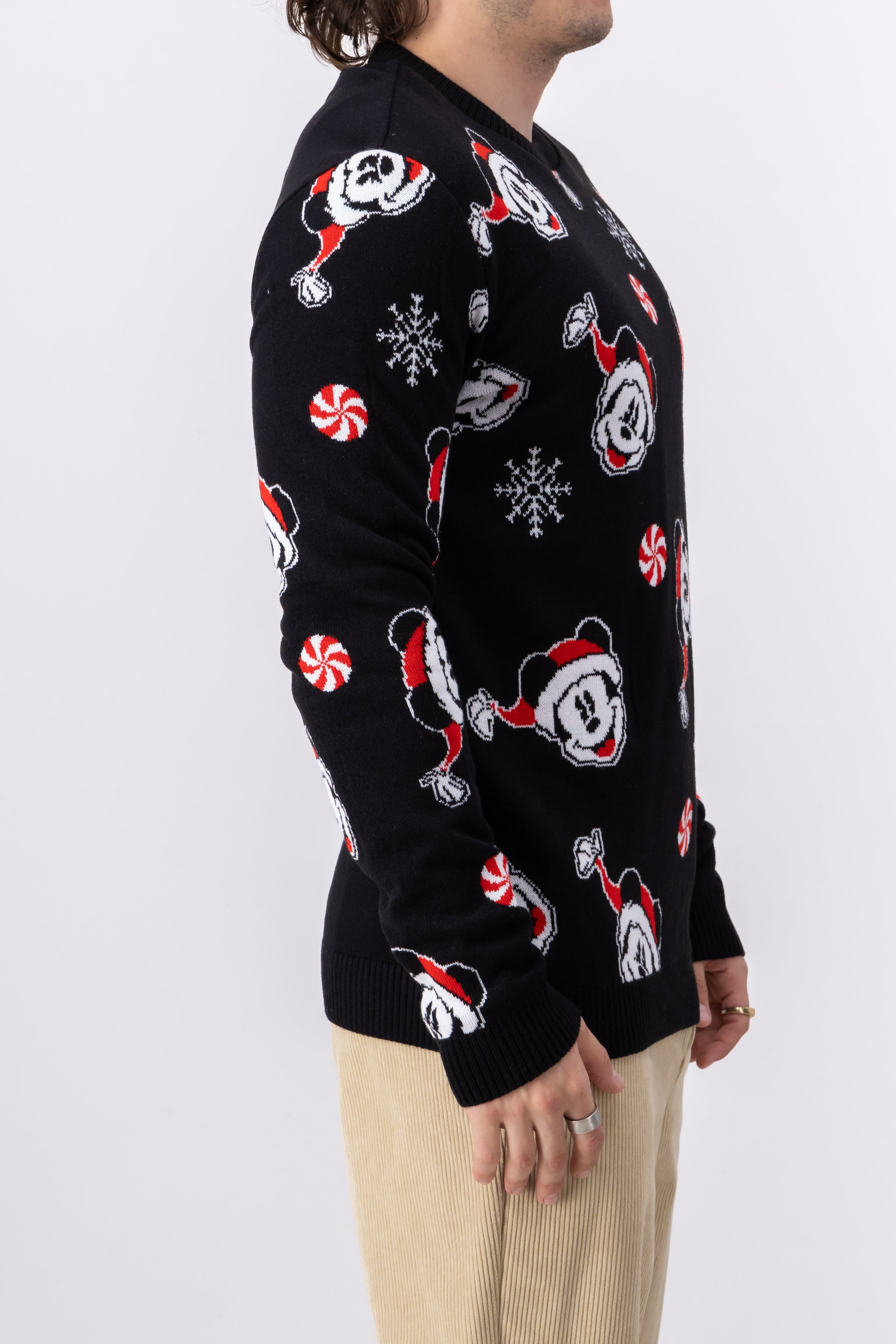 Suéter navideño Mickey Mouse copos nieve NEGRO