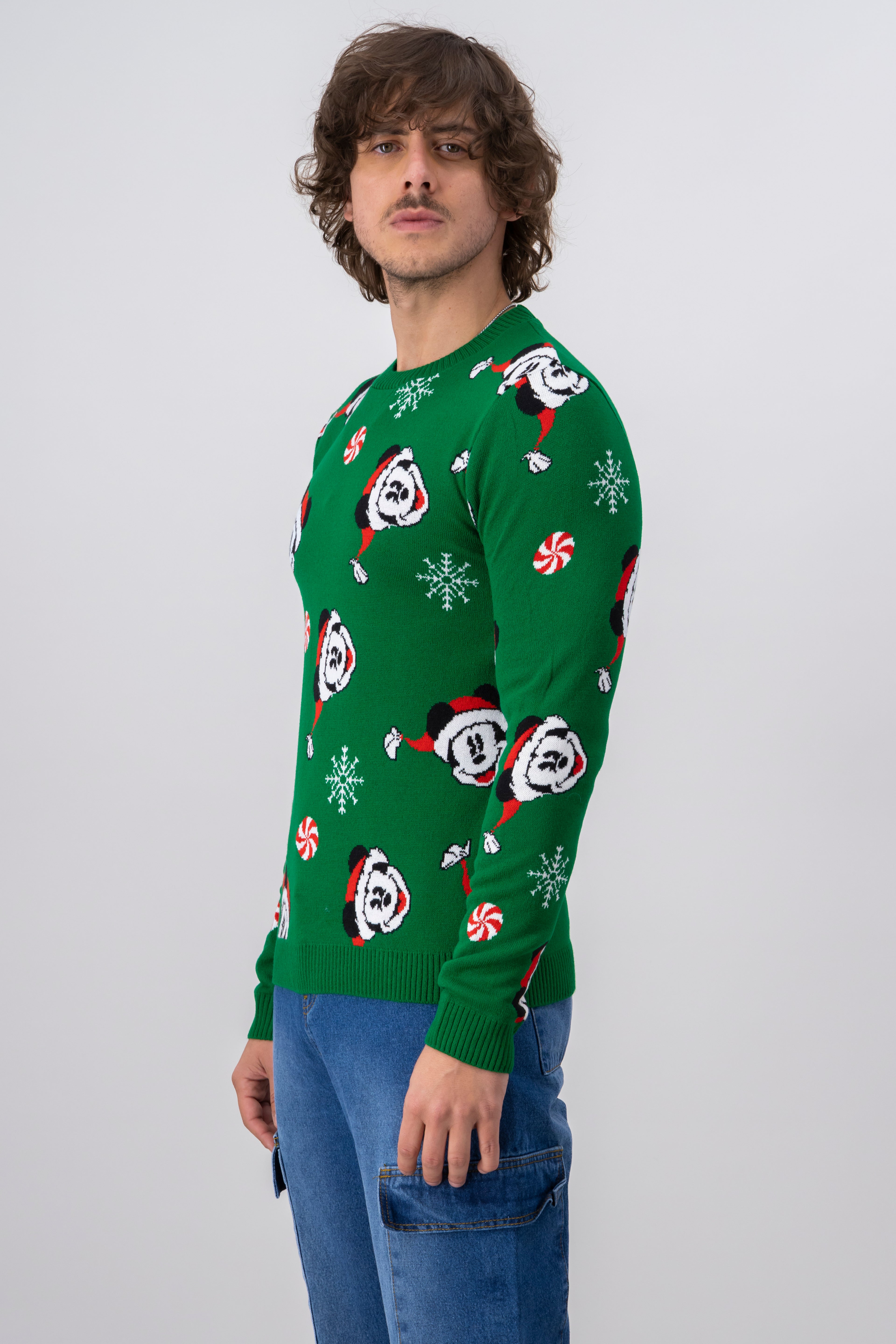 Suéter navideño Mickey Mouse copos nieve VERDE
