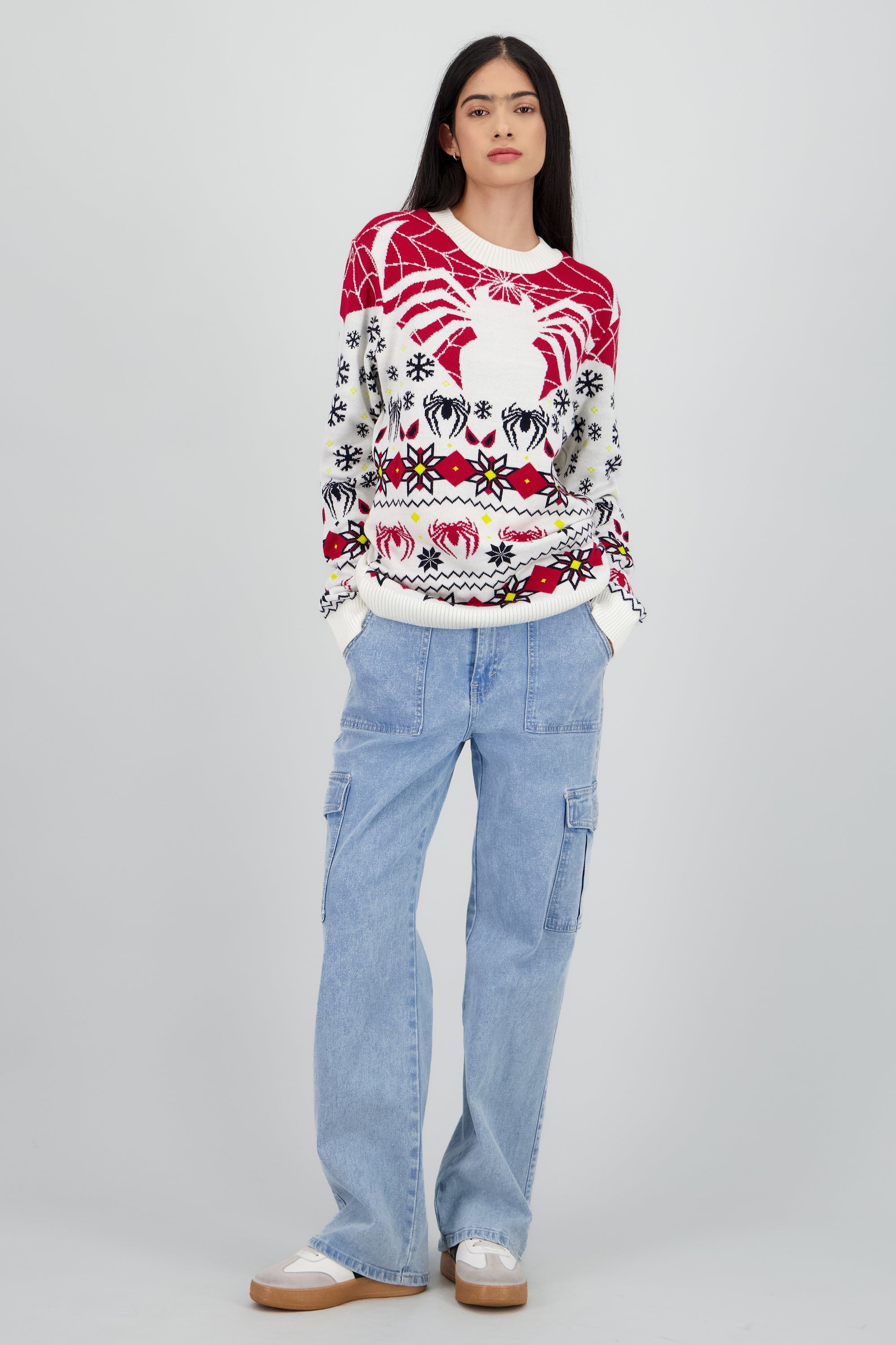 Suéter navideño unisex Spiderman BLANCO