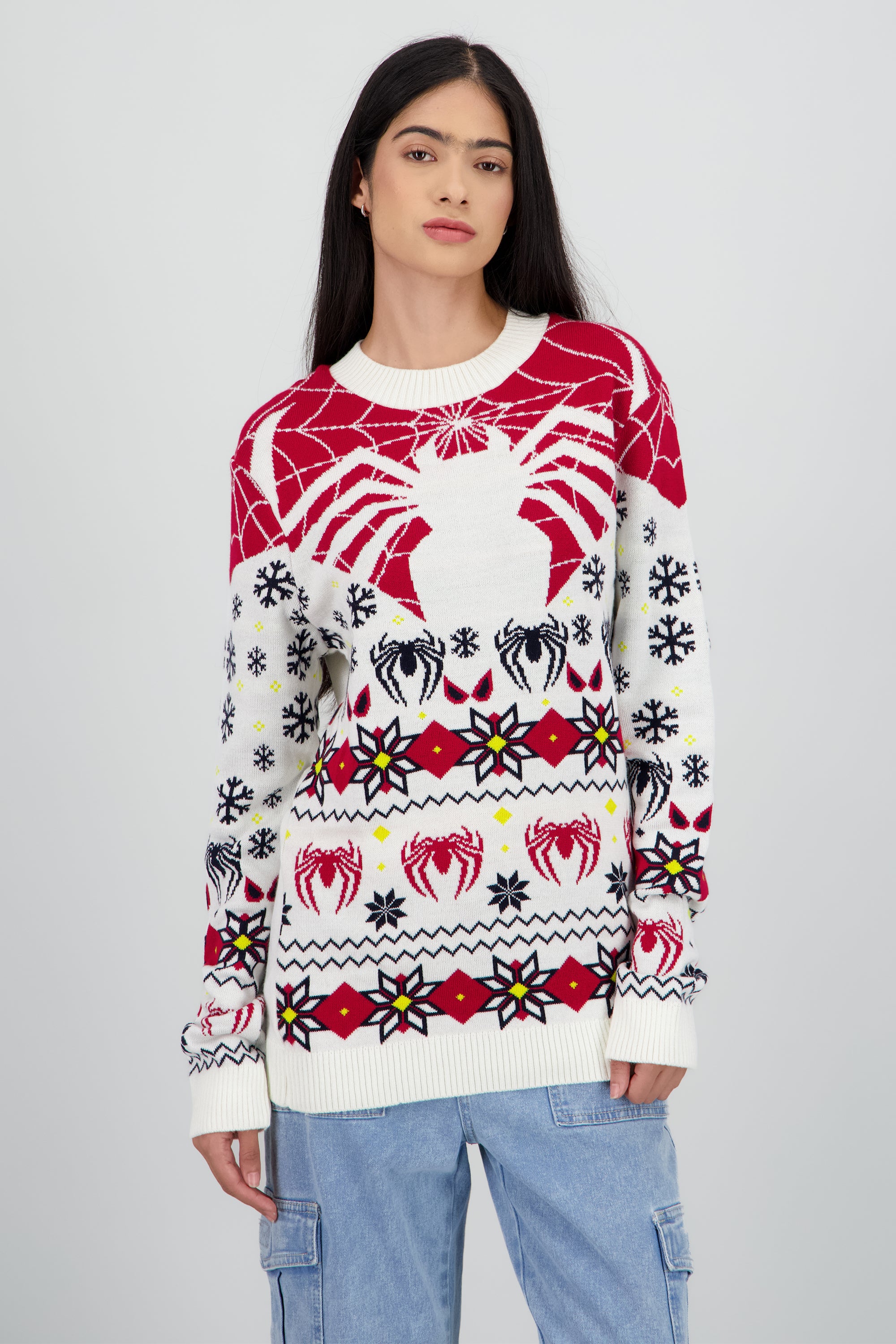 Suéter navideño unisex Spiderman BLANCO
