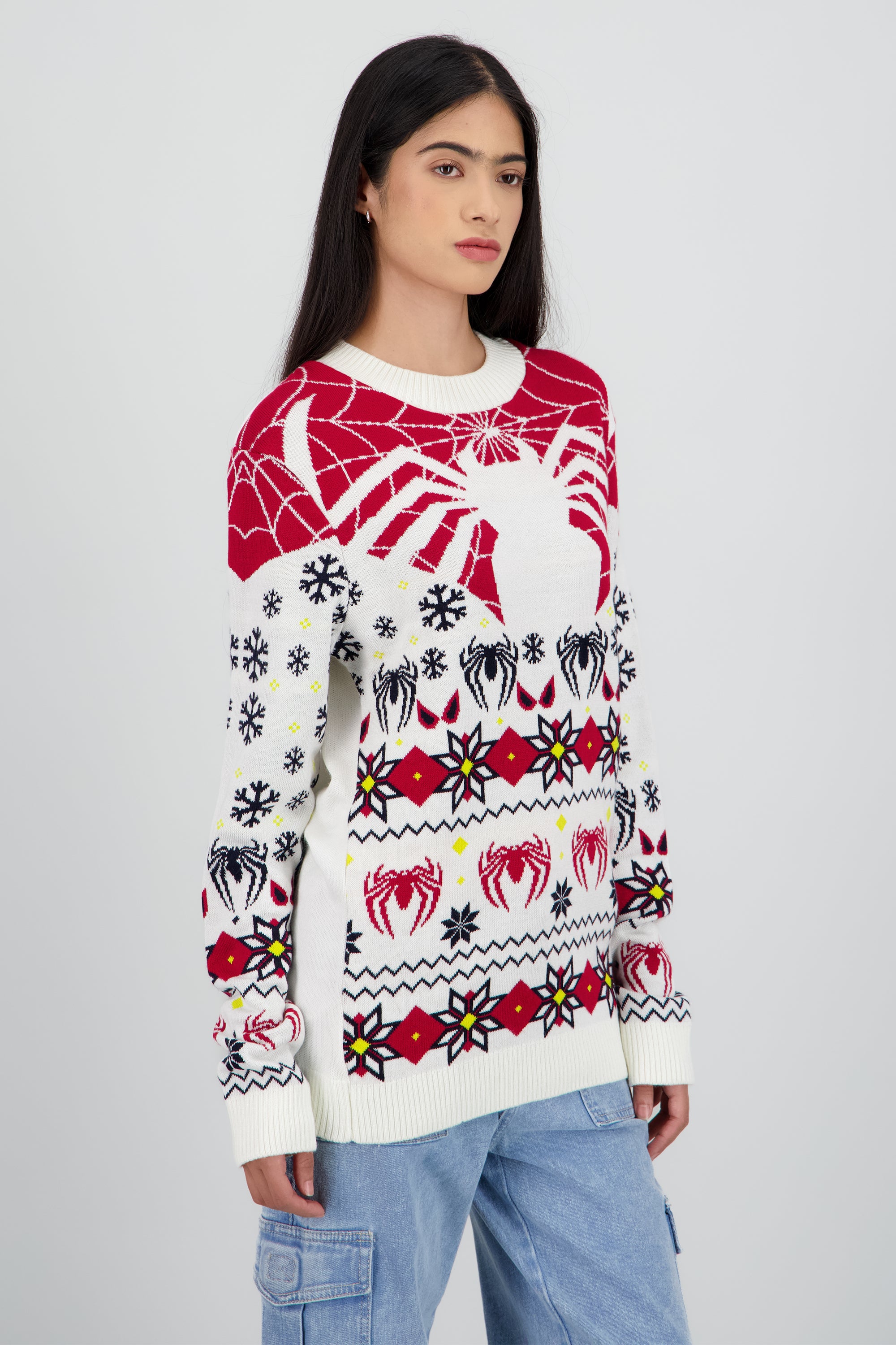 Suéter navideño unisex Spiderman BLANCO