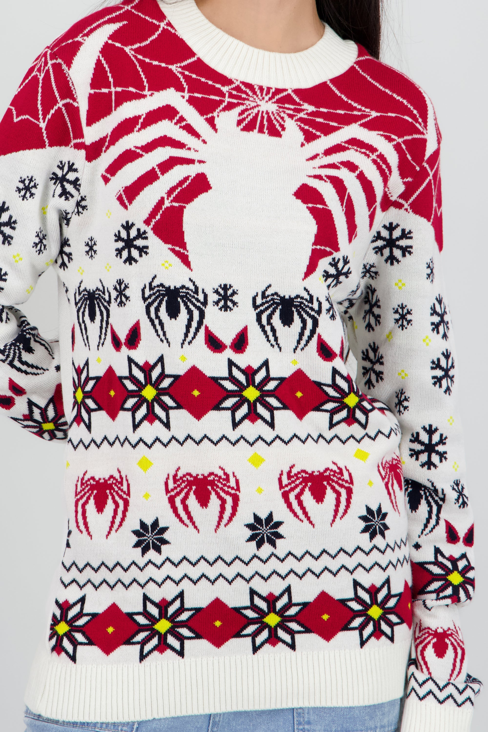 Suéter navideño unisex Spiderman BLANCO