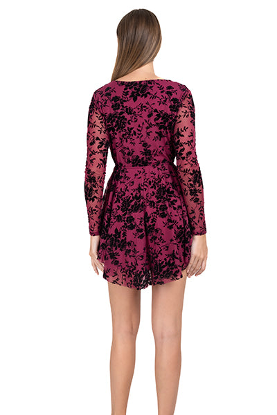 Vestido Mesh Flock Manga Larga UVA