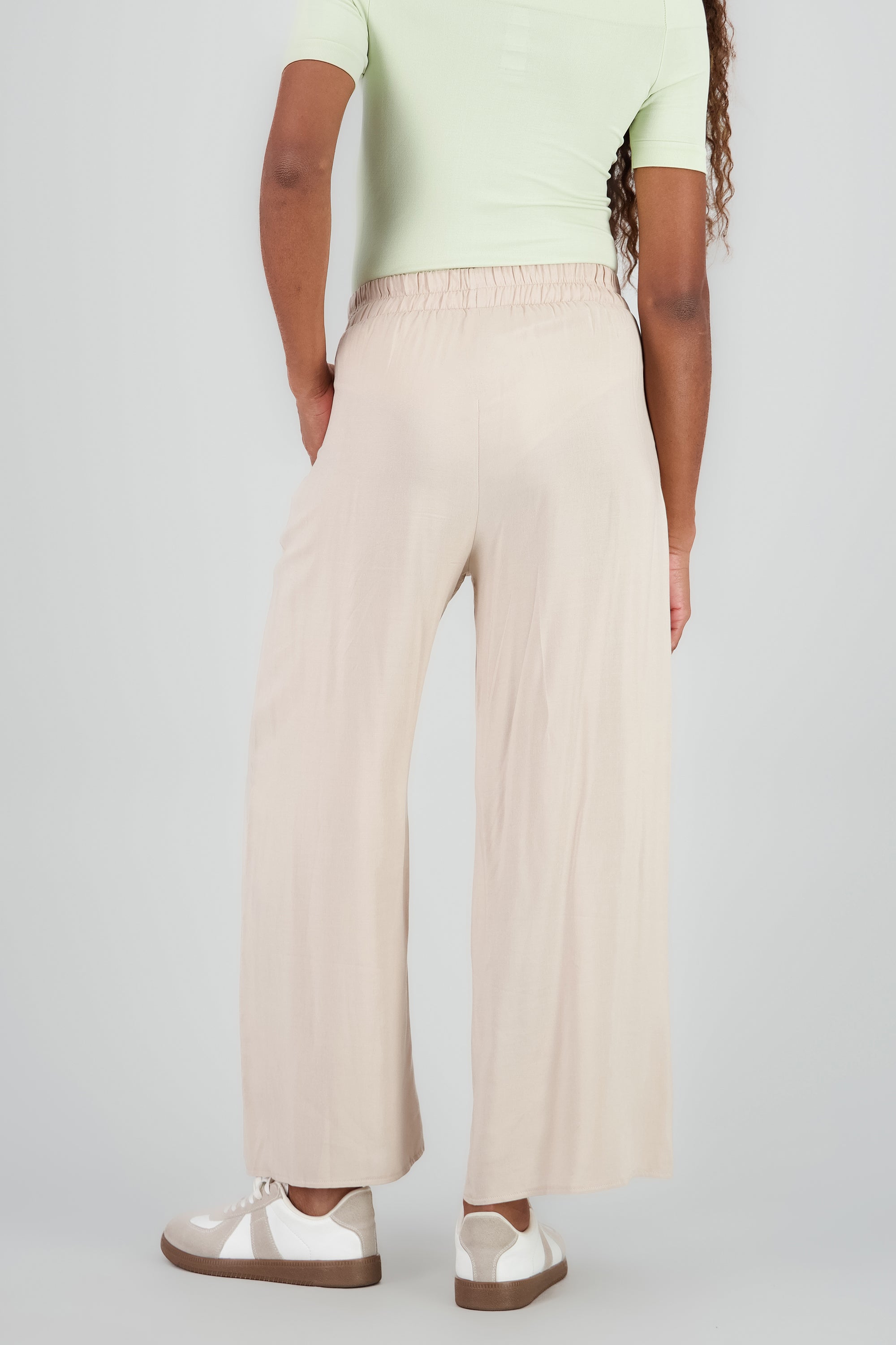 Pantalón Wide Leg Cintura Alta Fruncida