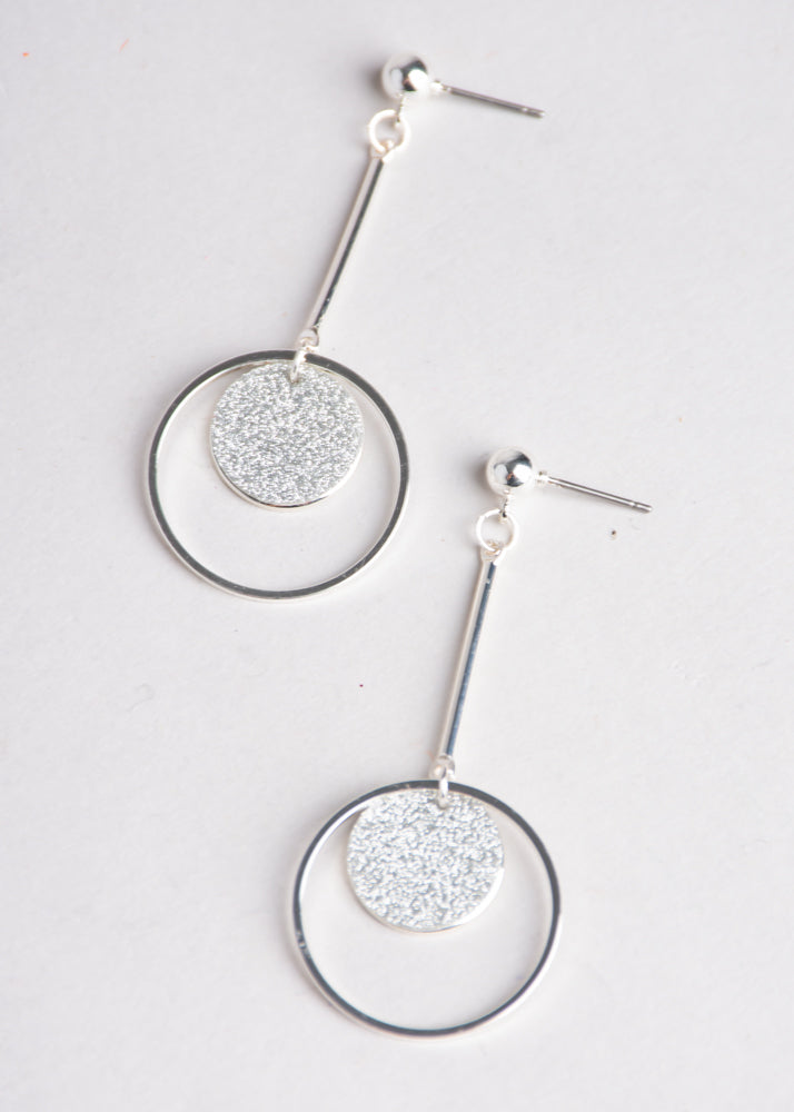 Aretes largoss doble círculo PLATA