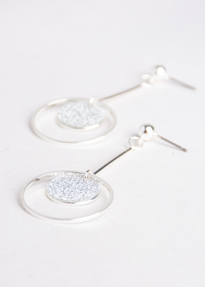 Aretes largoss doble círculo PLATA