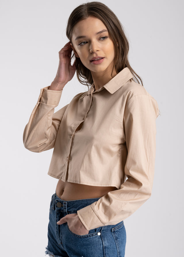 Camisa Crop Manga Larga