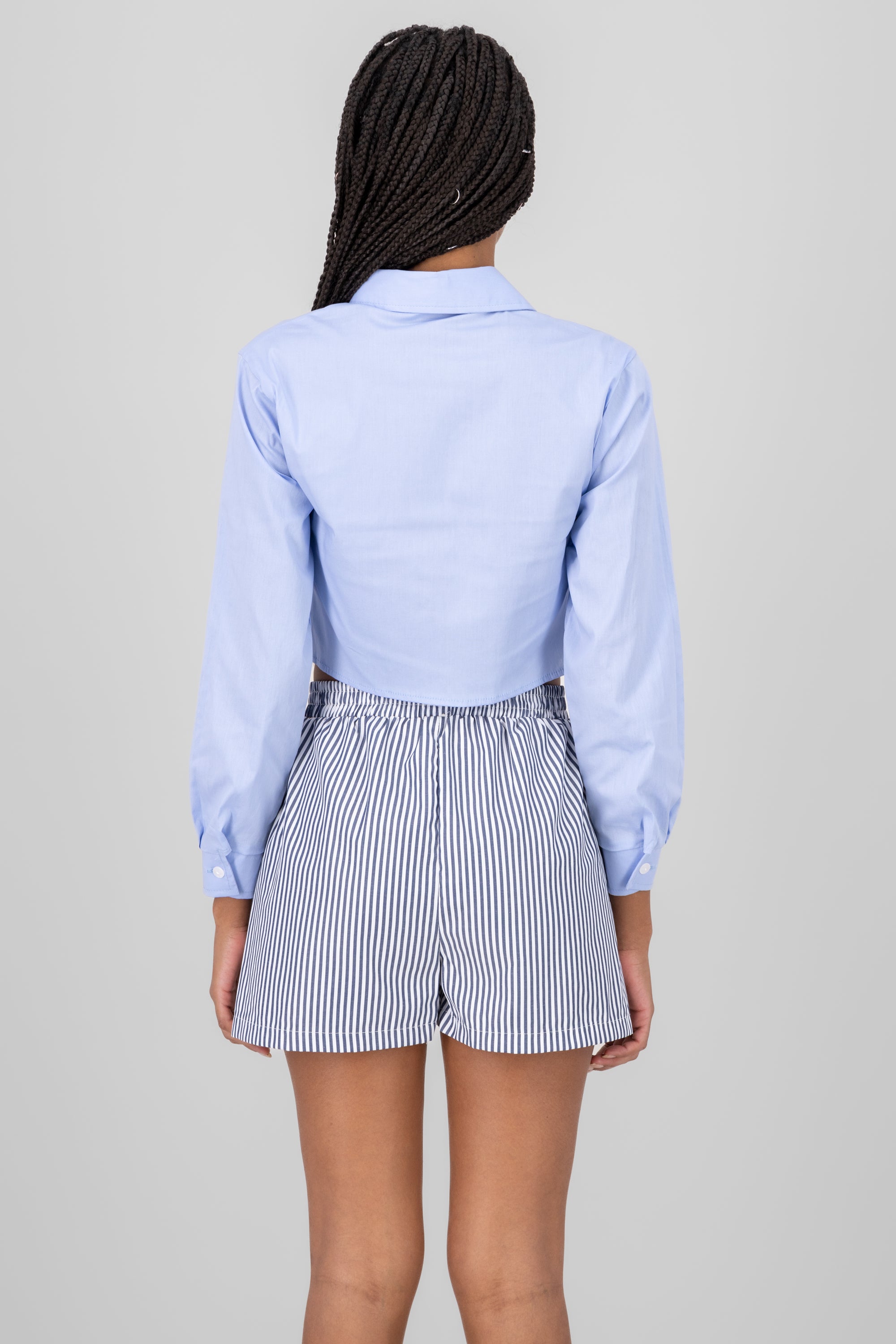 Camisa Crop Manga Larga AZUL