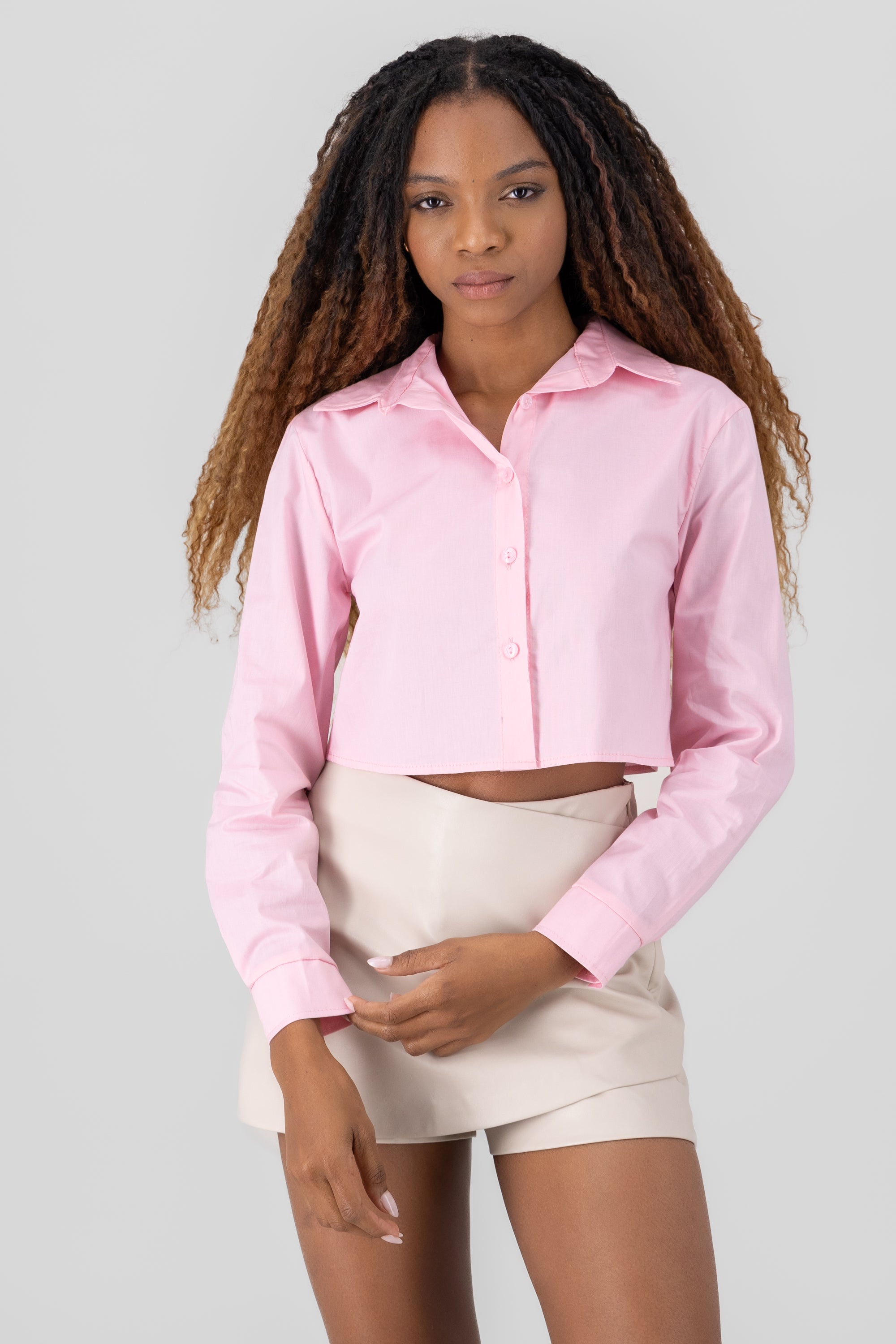 Camisa Crop Manga Larga PALO DE ROSA