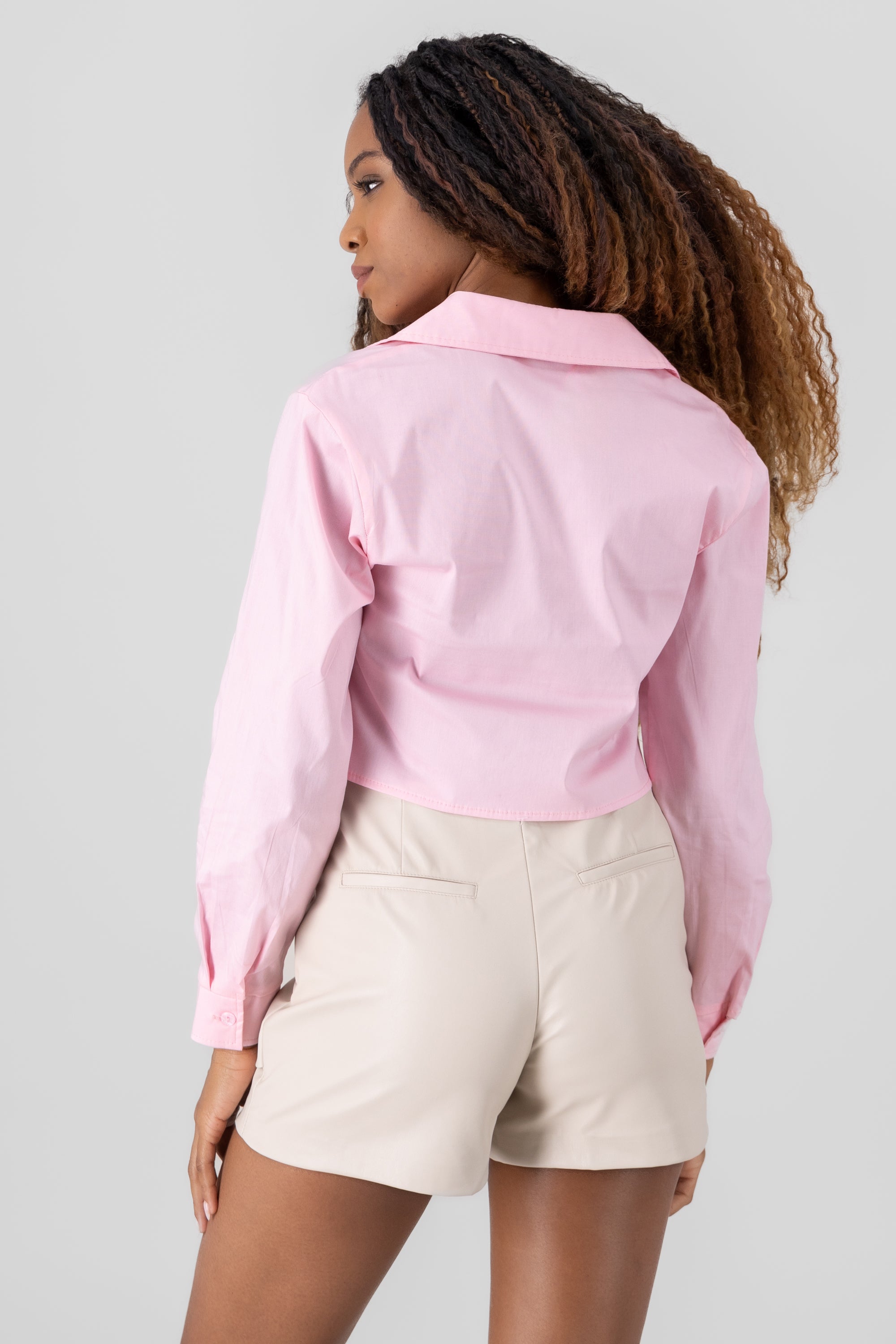 Camisa Crop Manga Larga PALO DE ROSA