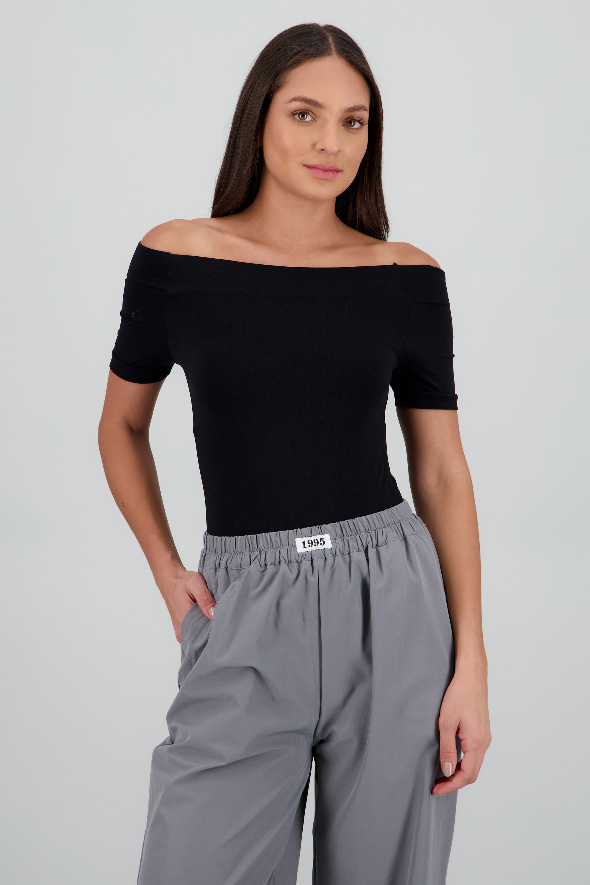 Bodysuit Liso Hombros Descubiertos NEGRO