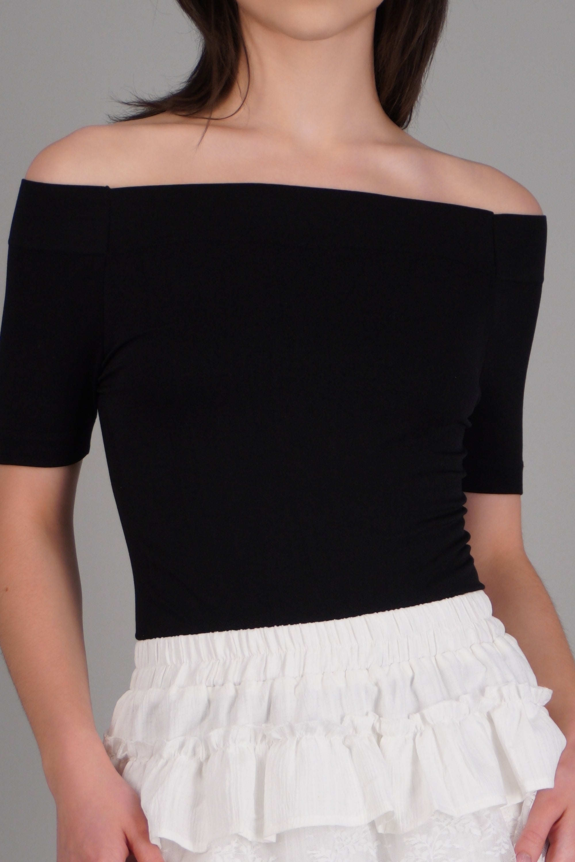 Bodysuit Liso Hombros Descubiertos NEGRO