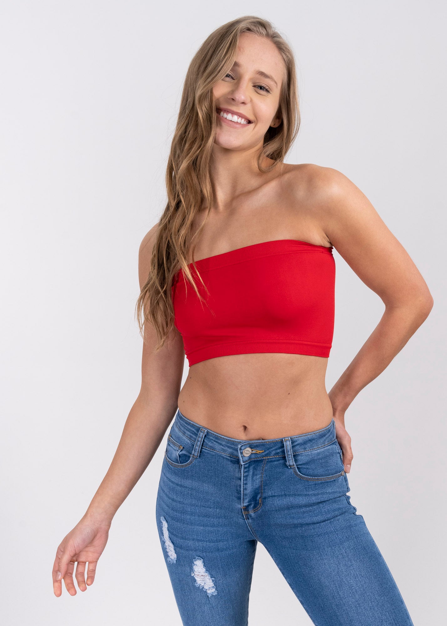 Top tubo liso ROJO QUEMADO