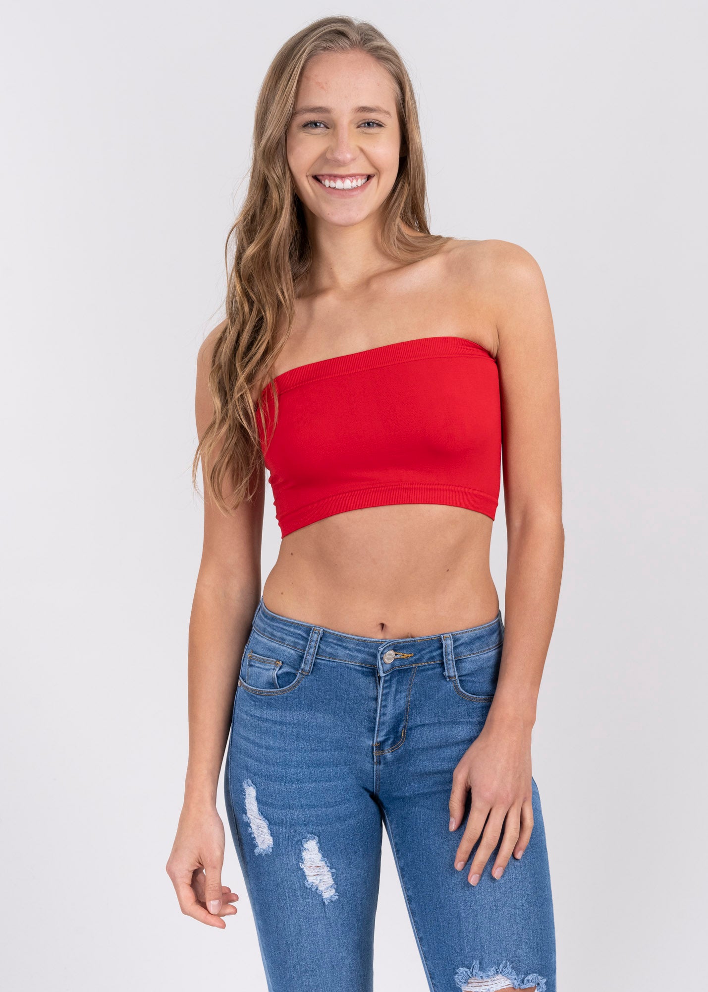 Top tubo liso ROJO QUEMADO