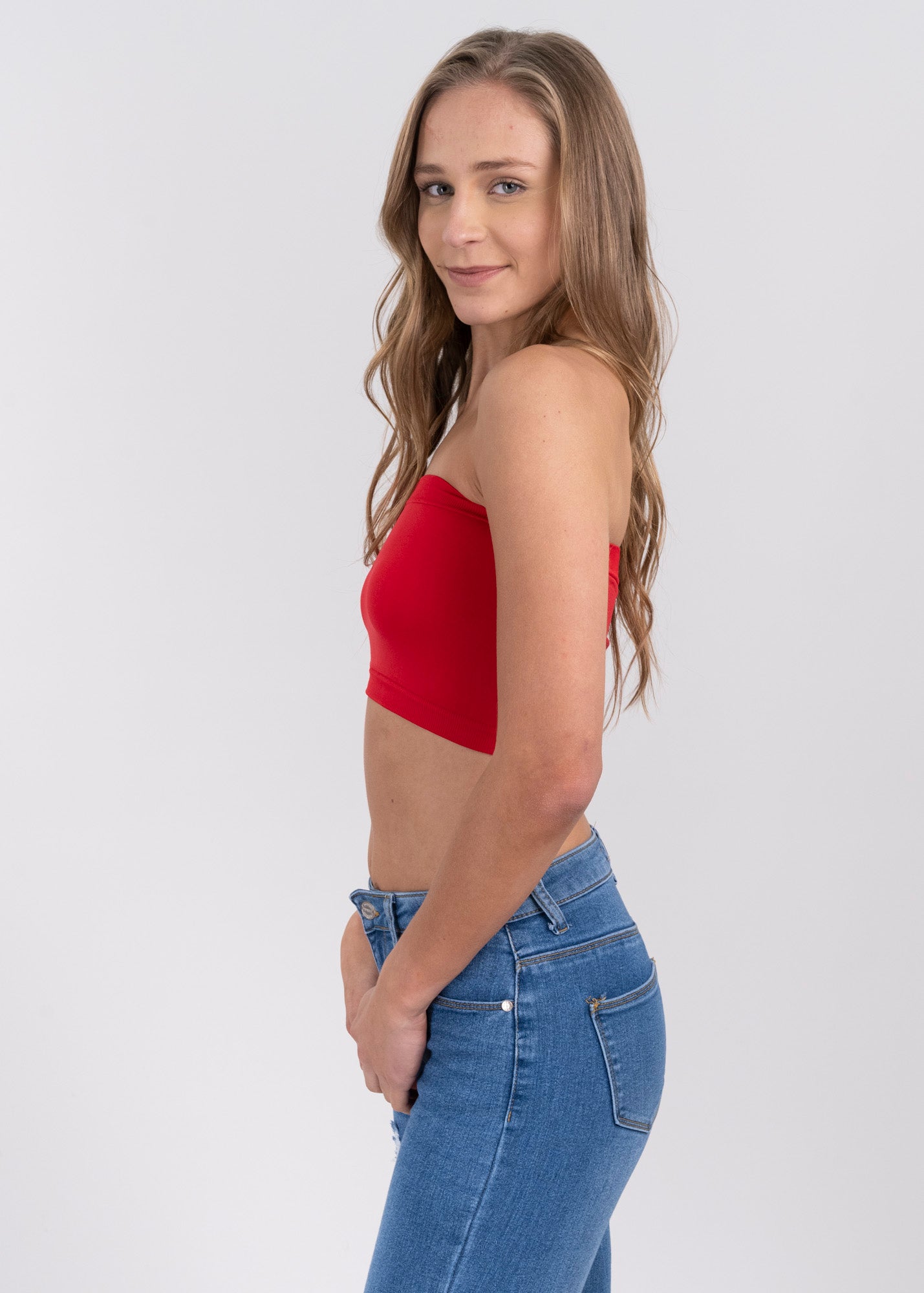 Top tubo liso ROJO QUEMADO