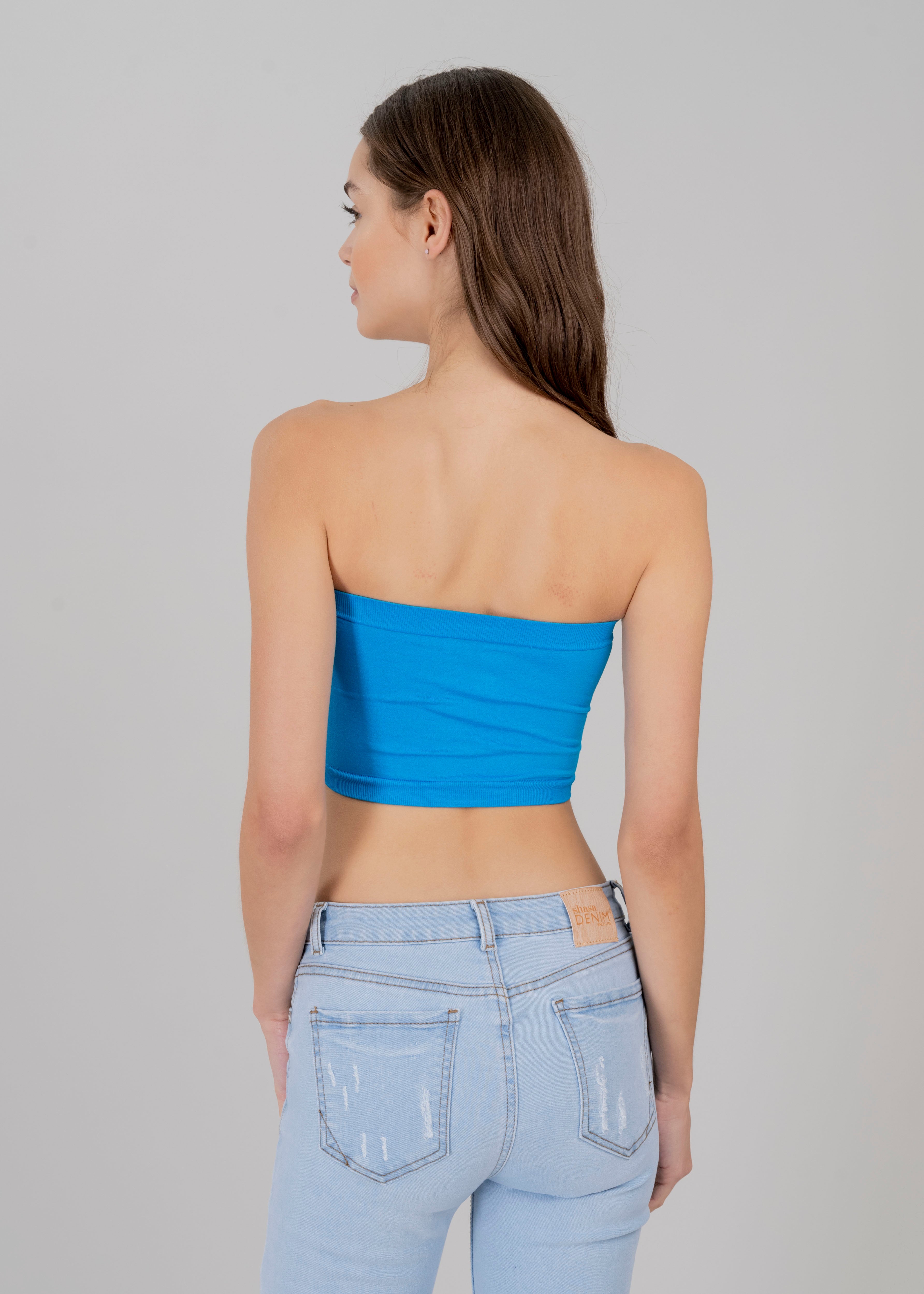 Top tubo liso AZUL BRILLANTE