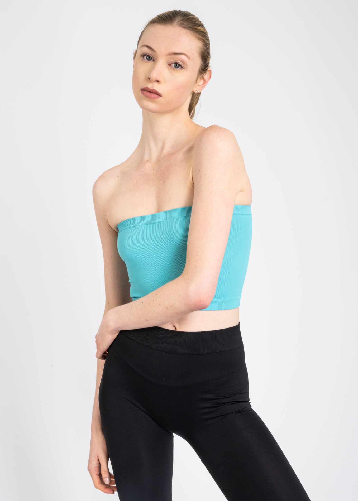 Top Tubo Elástico Acanalado AZUL