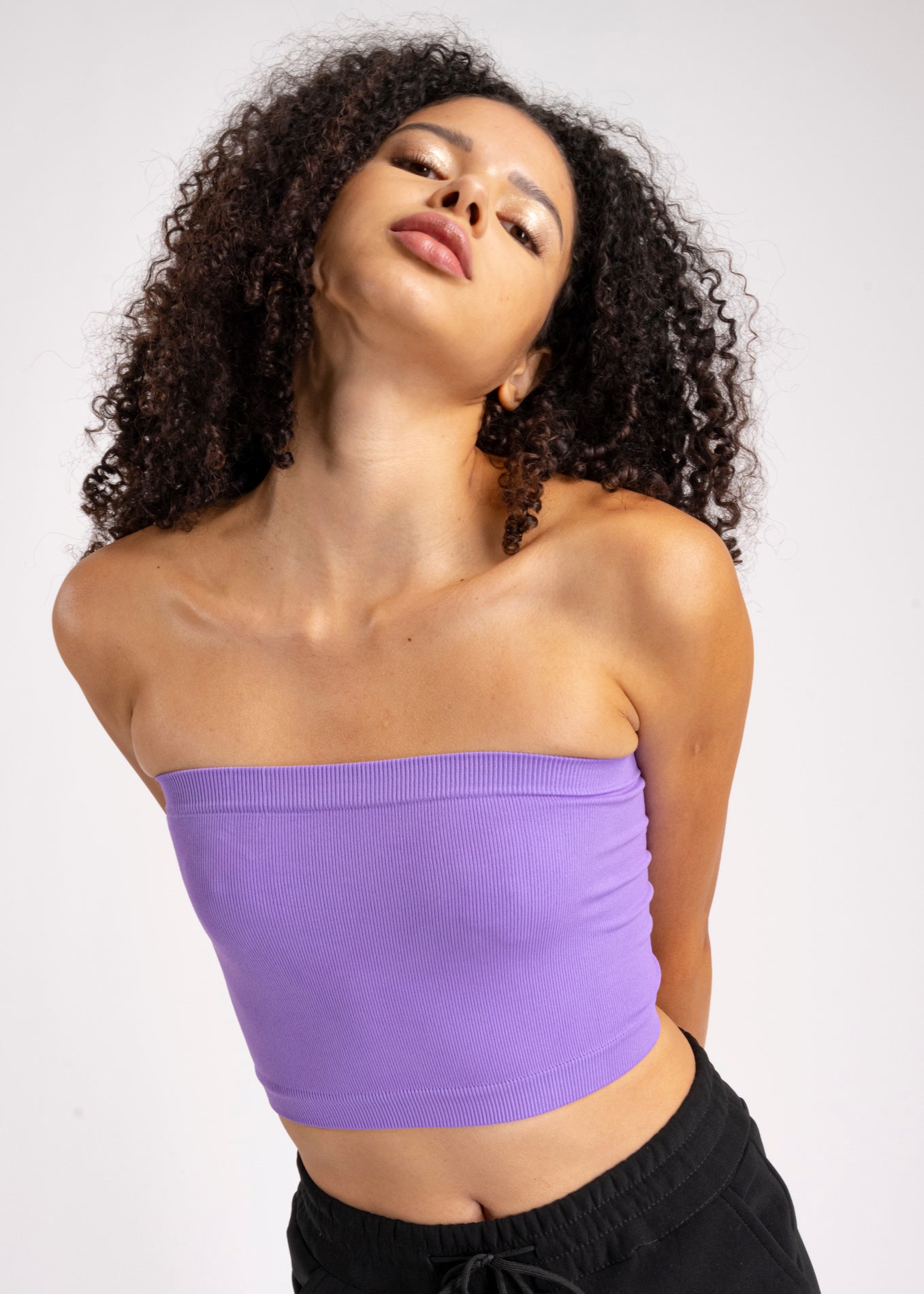 Top Tubo Elástico Acanalado MORADO