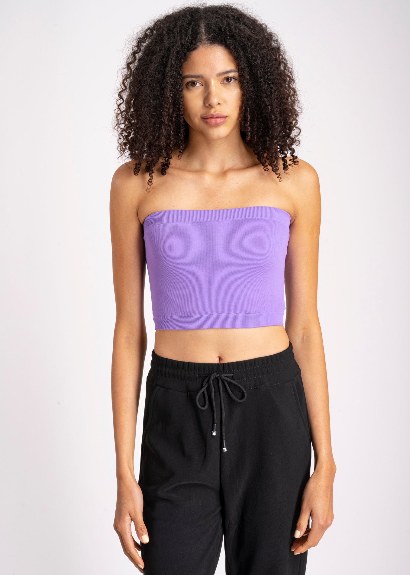 Top Tubo Elástico Acanalado MORADO