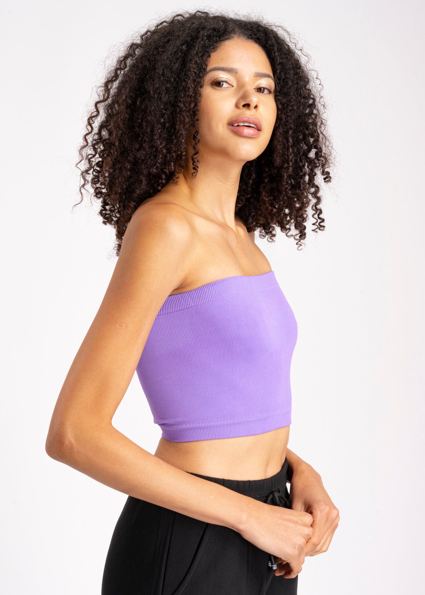 Top Tubo Elástico Acanalado MORADO