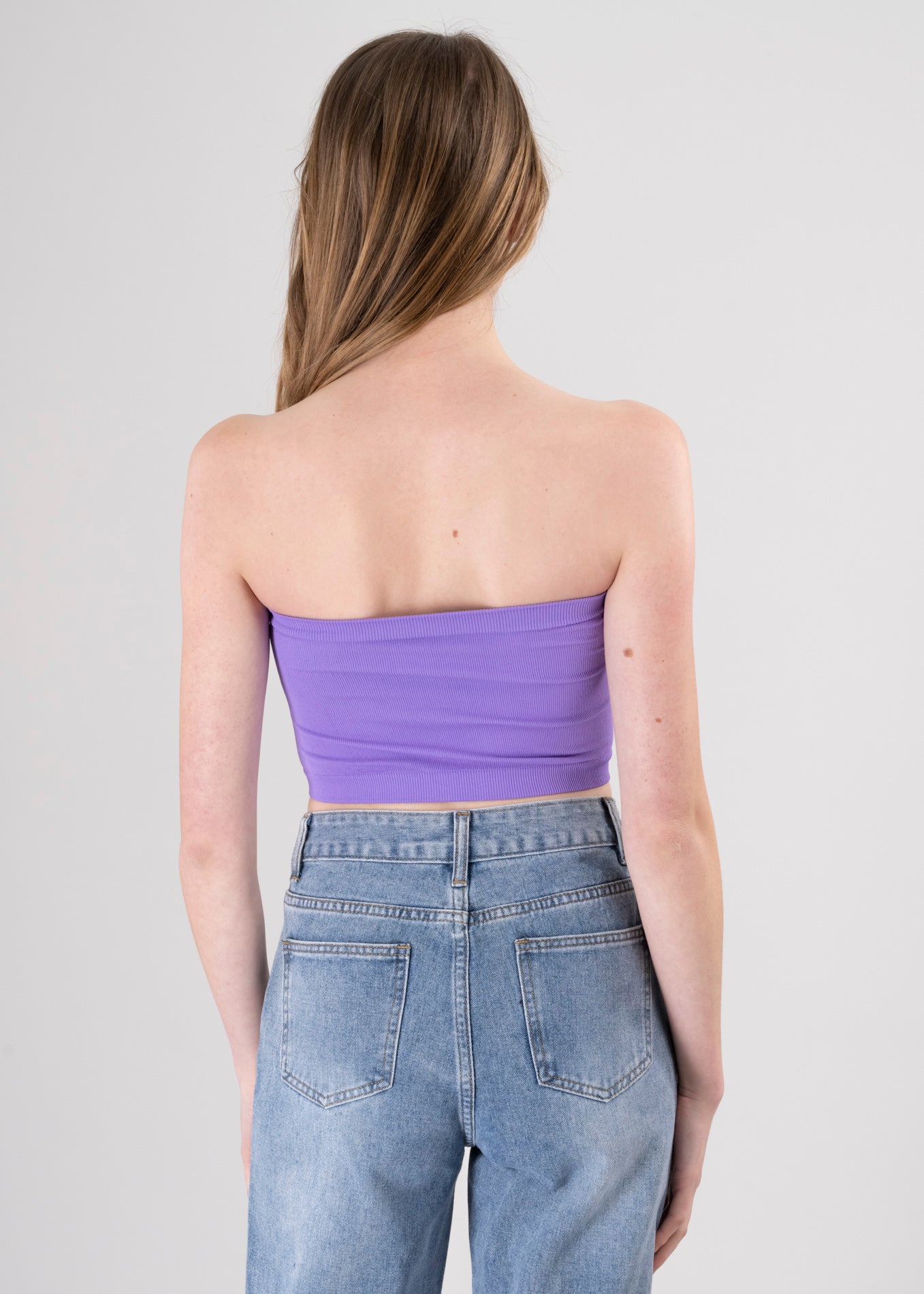 Top Tubo Elástico Acanalado MORADO COMBO