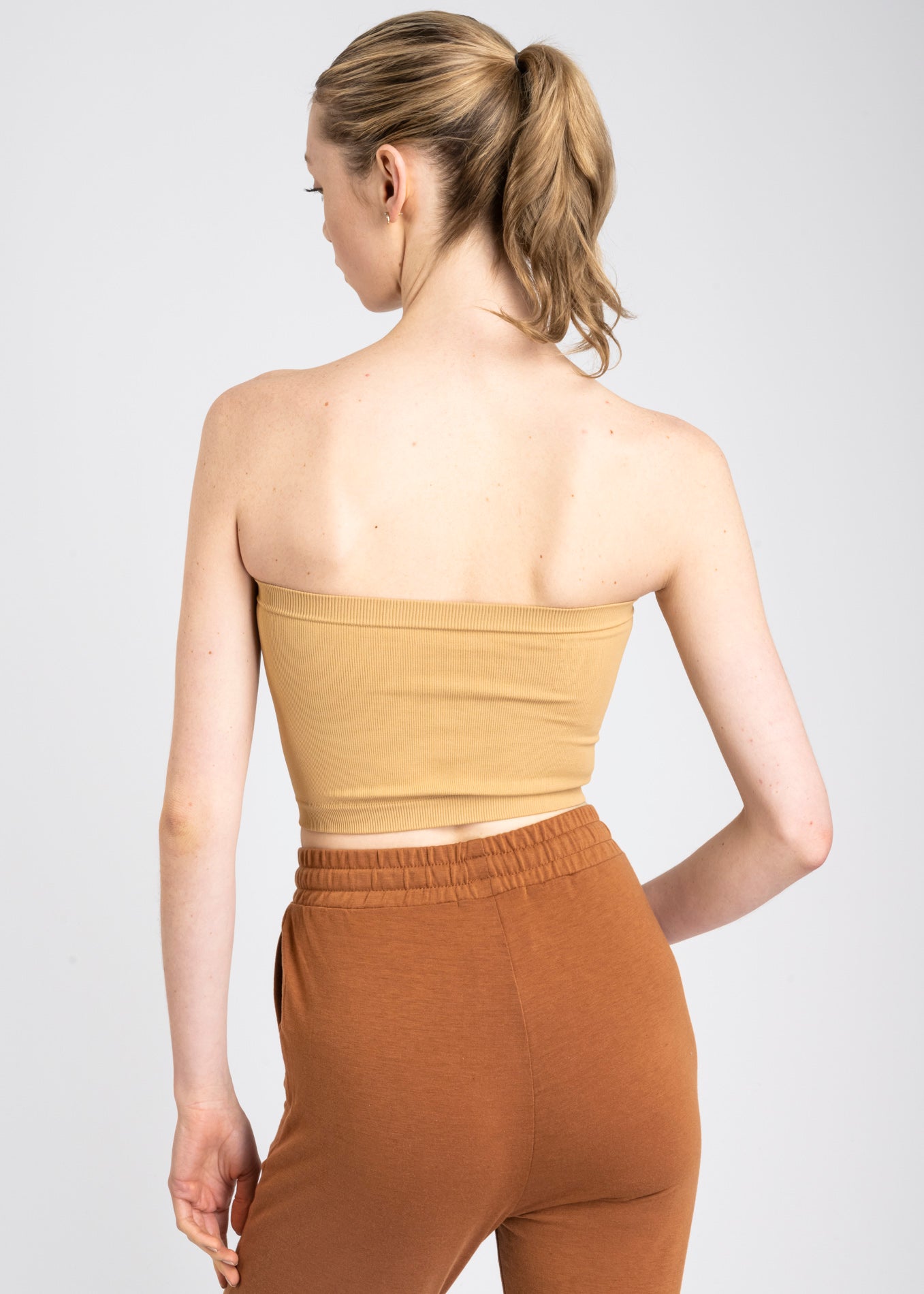 Top Tubo Elástico Acanalado KHAKI