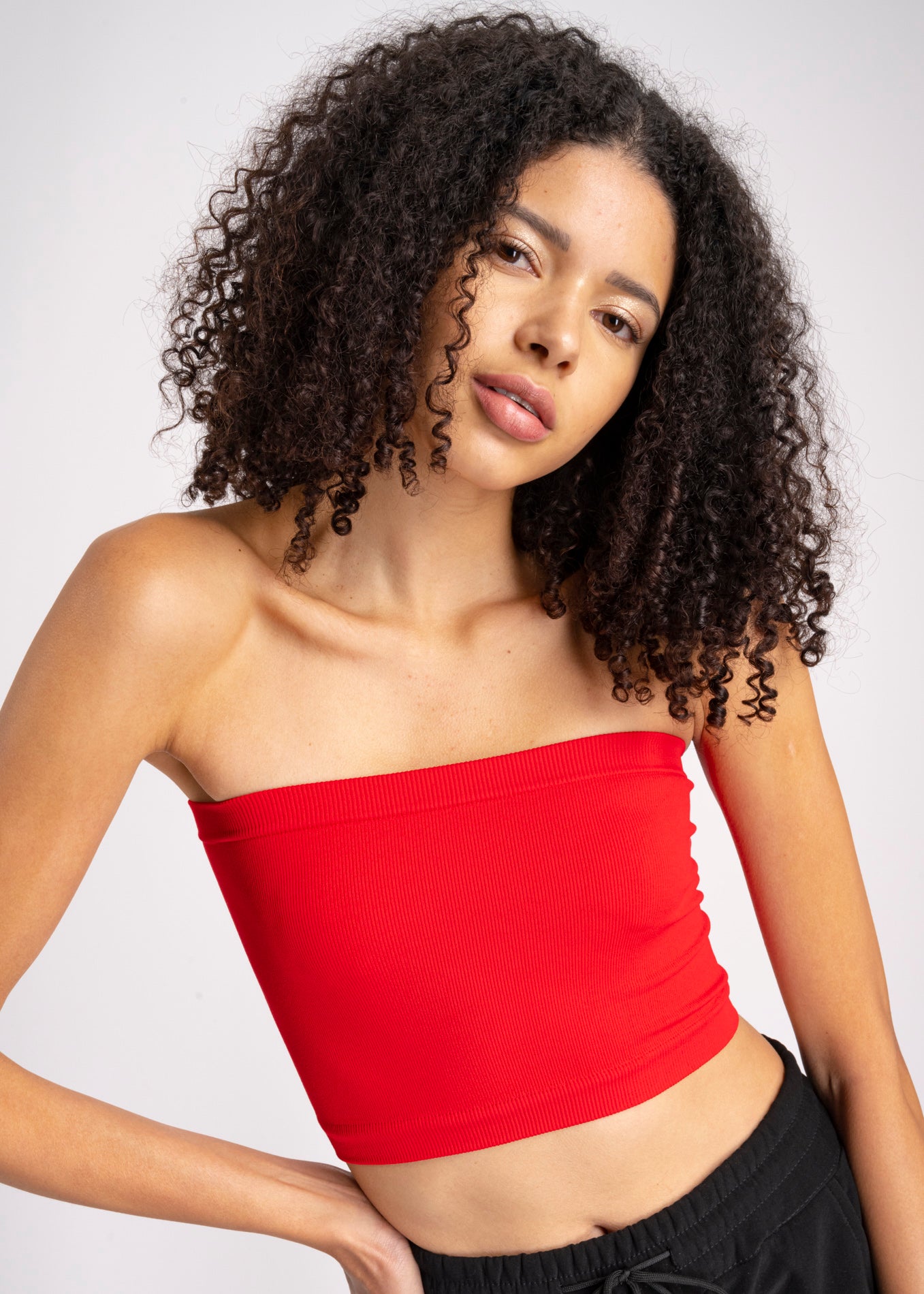 Top Tubo Elástico Acanalado ROJO