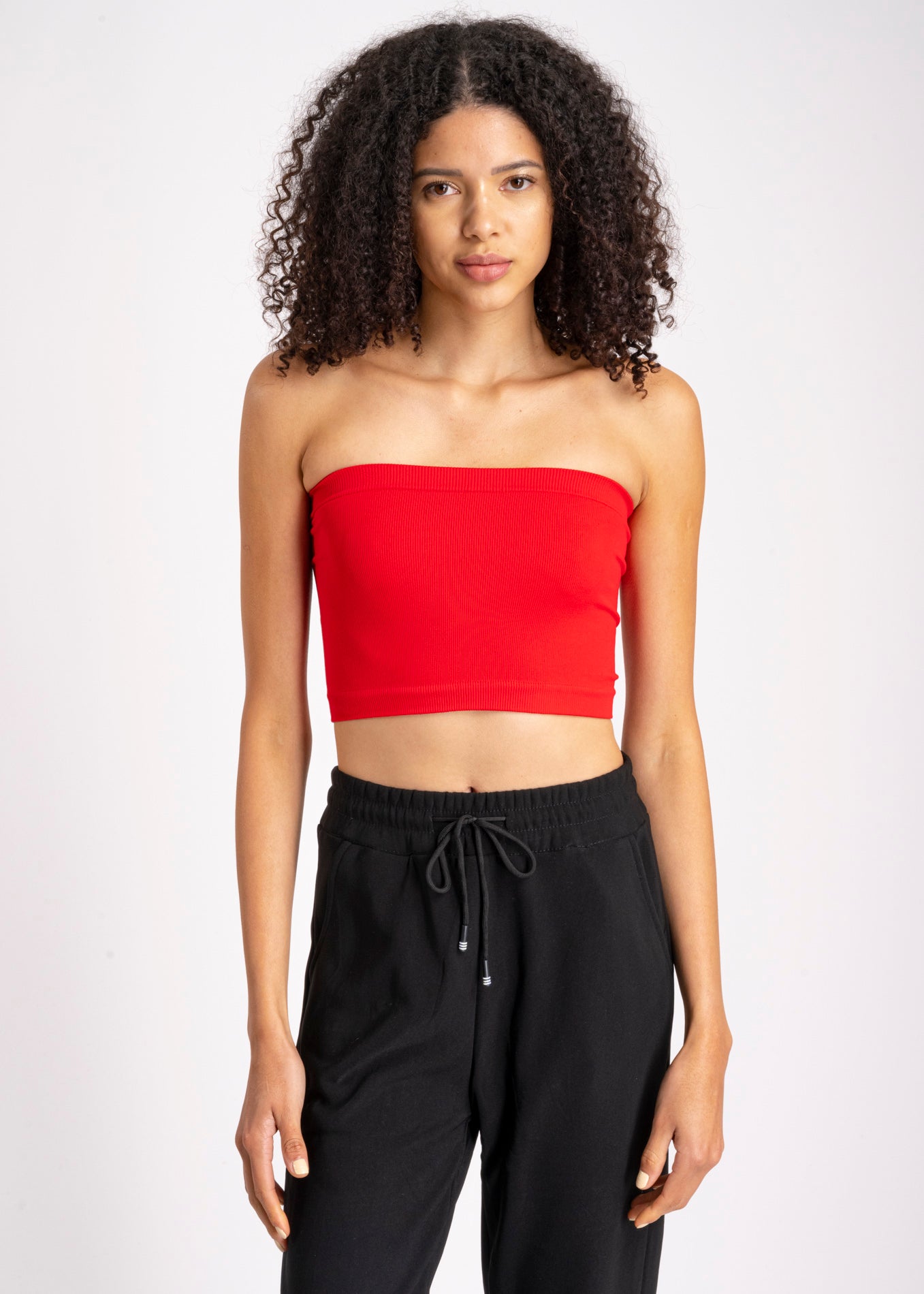 Top Tubo Elástico Acanalado ROJO