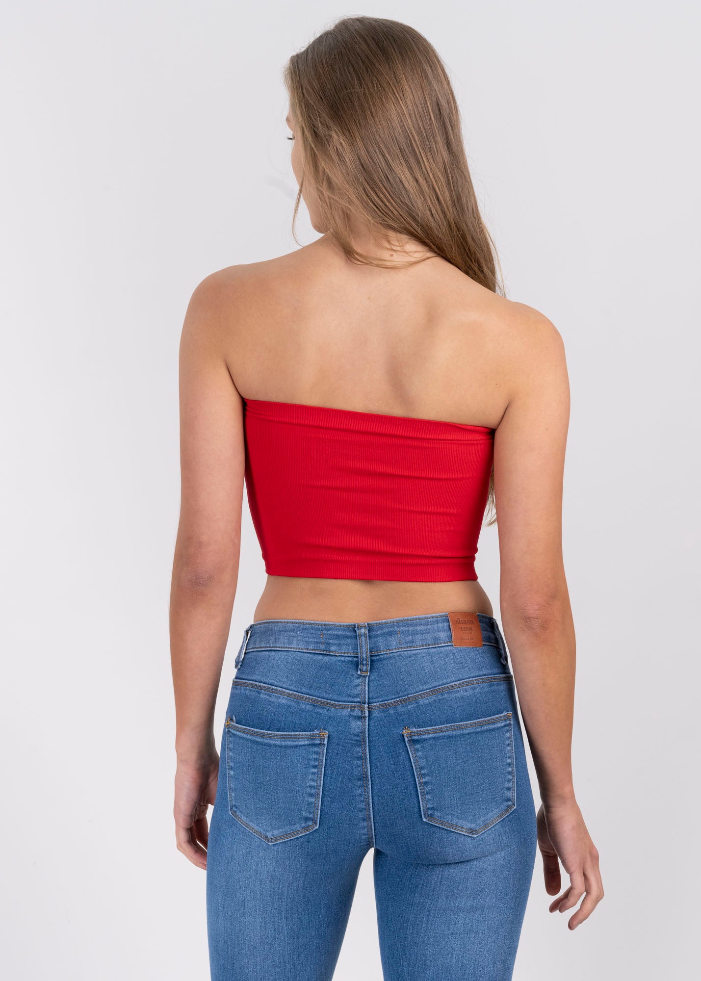 Top Tubo Elástico Acanalado ROJO QUEMADO