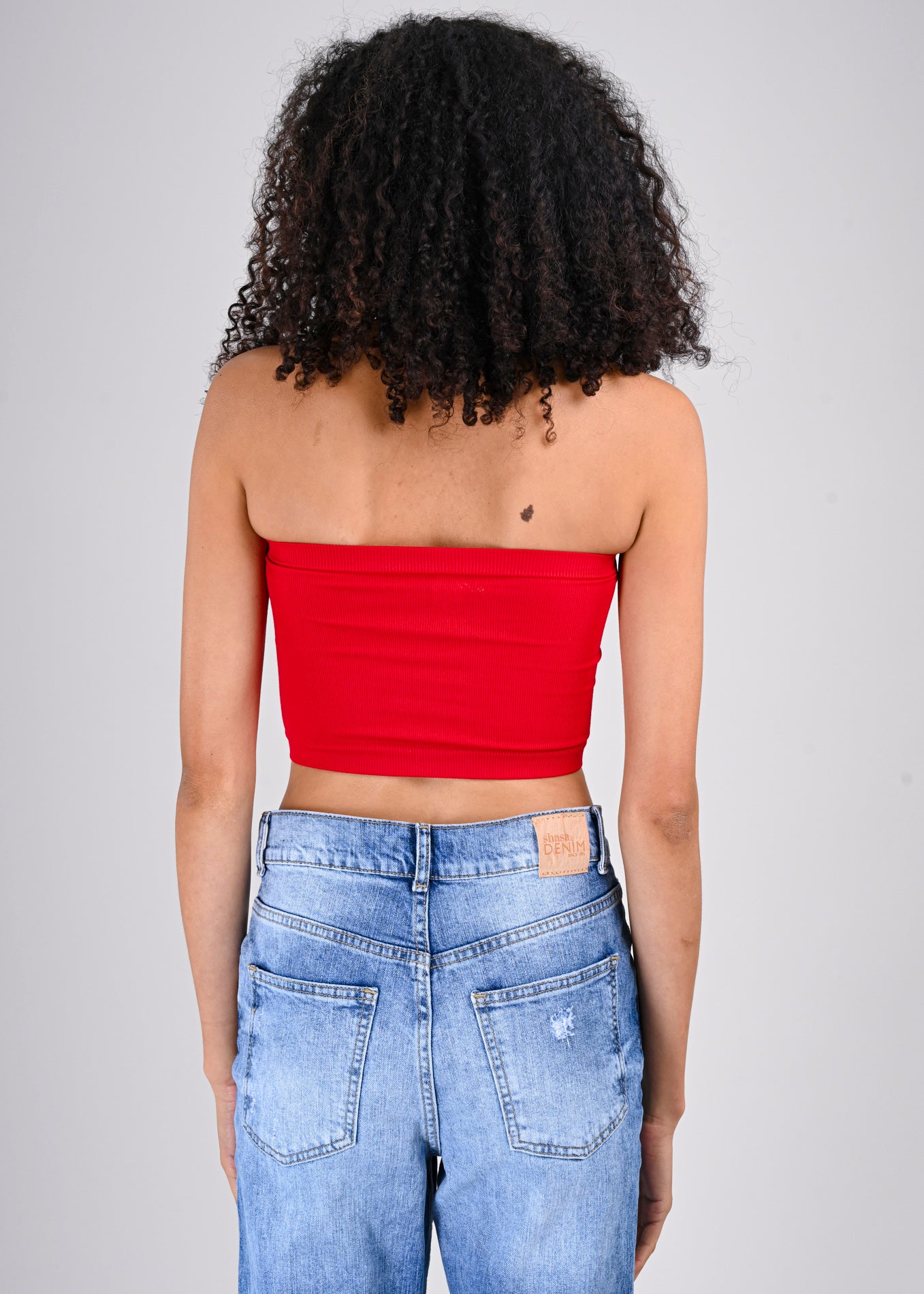 Top Tubo Elástico Acanalado ROJO CEREZA