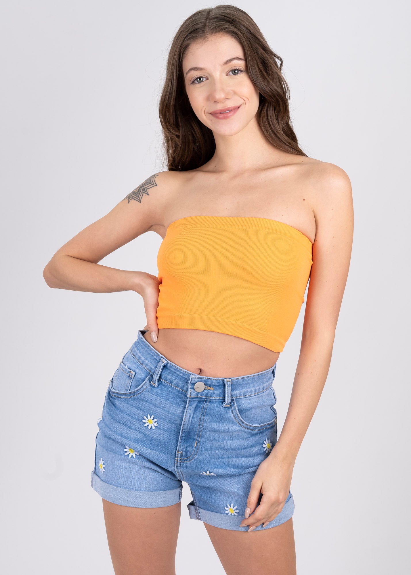 Top Tubo Elástico Acanalado NARANJA OBSCURO