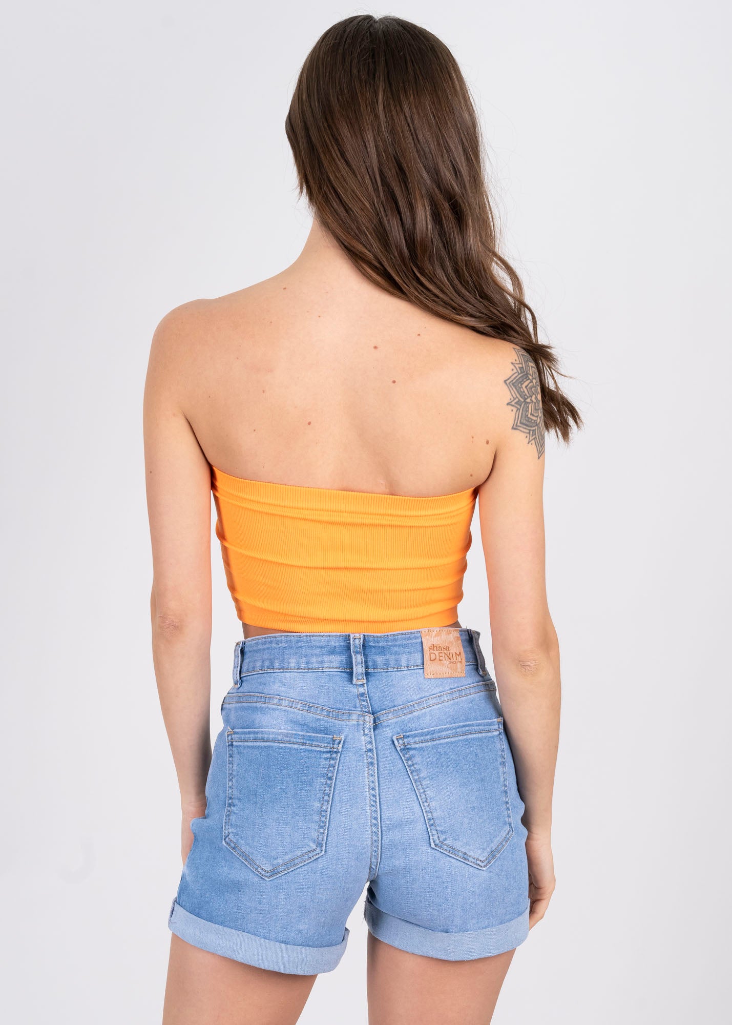 Top Tubo Elástico Acanalado NARANJA OBSCURO