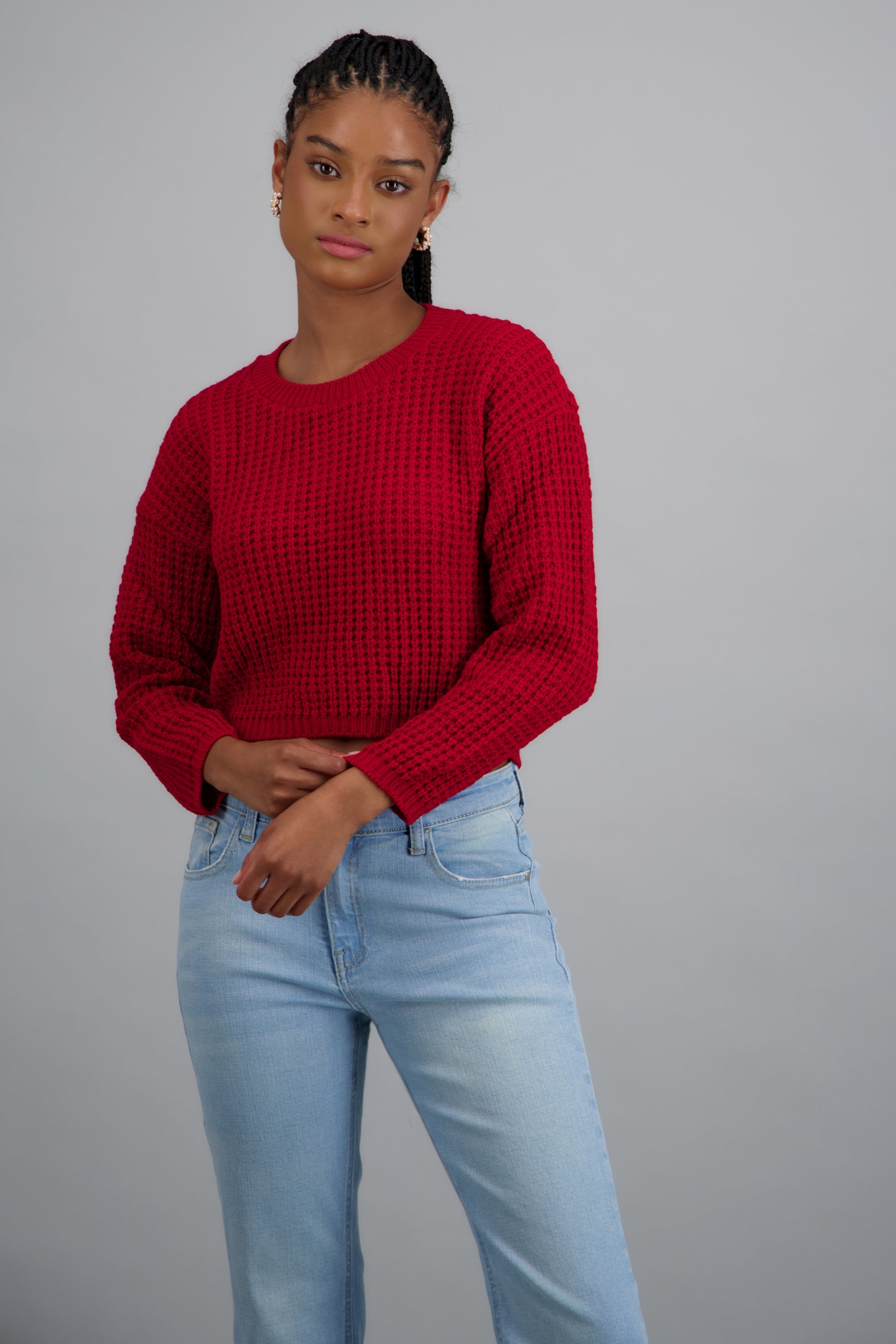 SUETER TEJIDO ANCHO ROJO