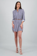 Vestido Mini Camisero Estampado Rayas