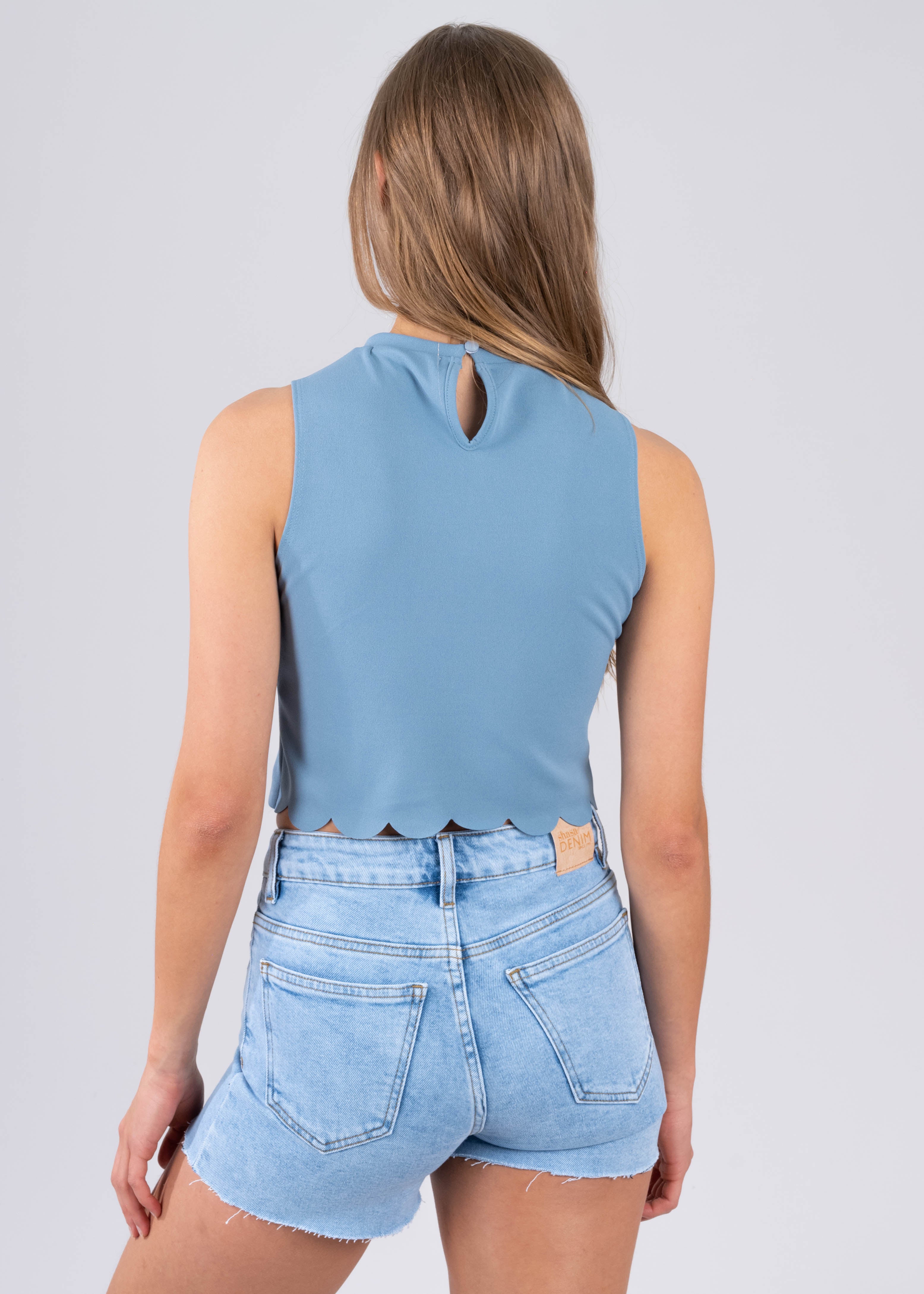 Top Crop Corte Láser AZUL