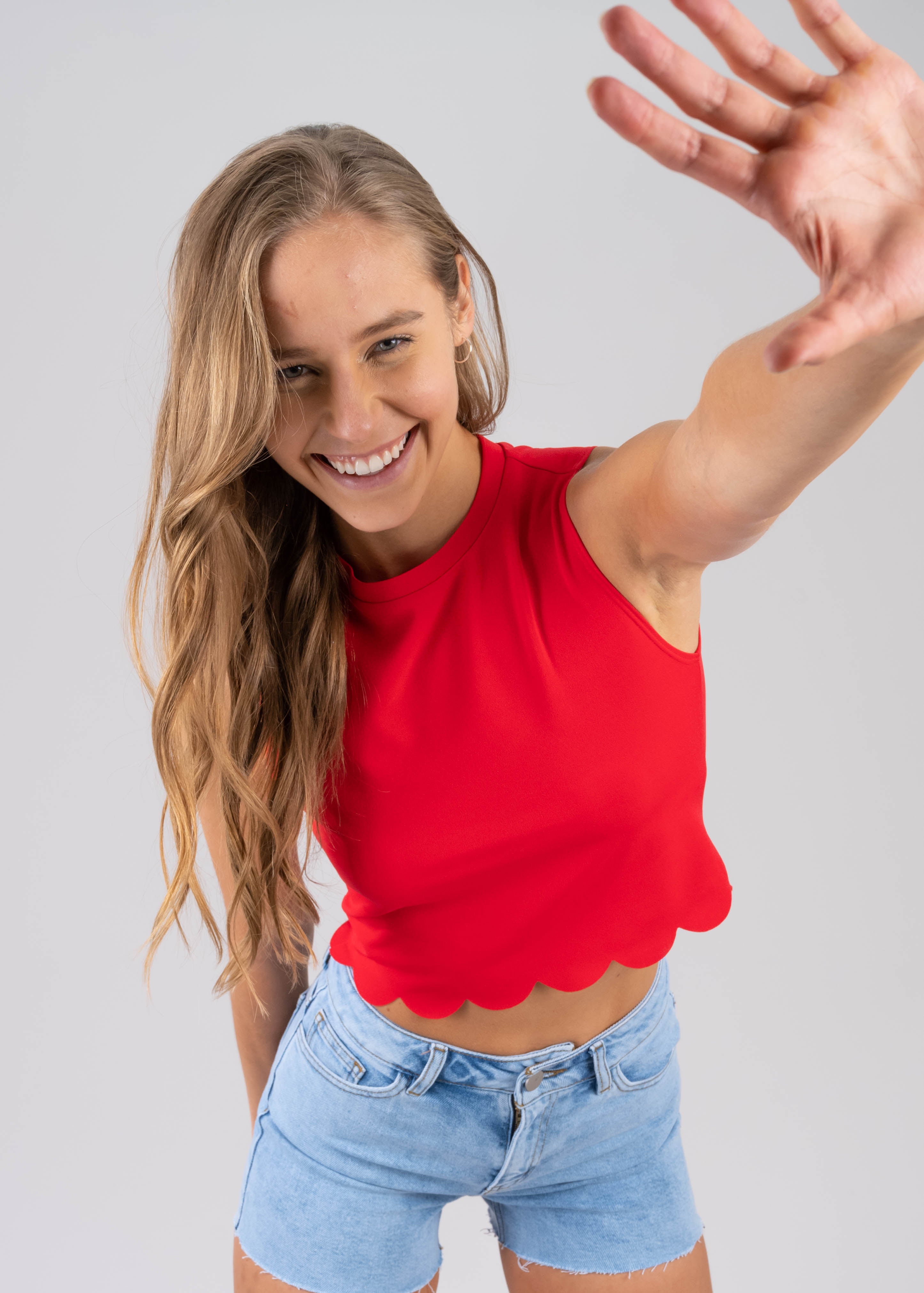 Top Crop Corte Láser ROJO AMAPOLA