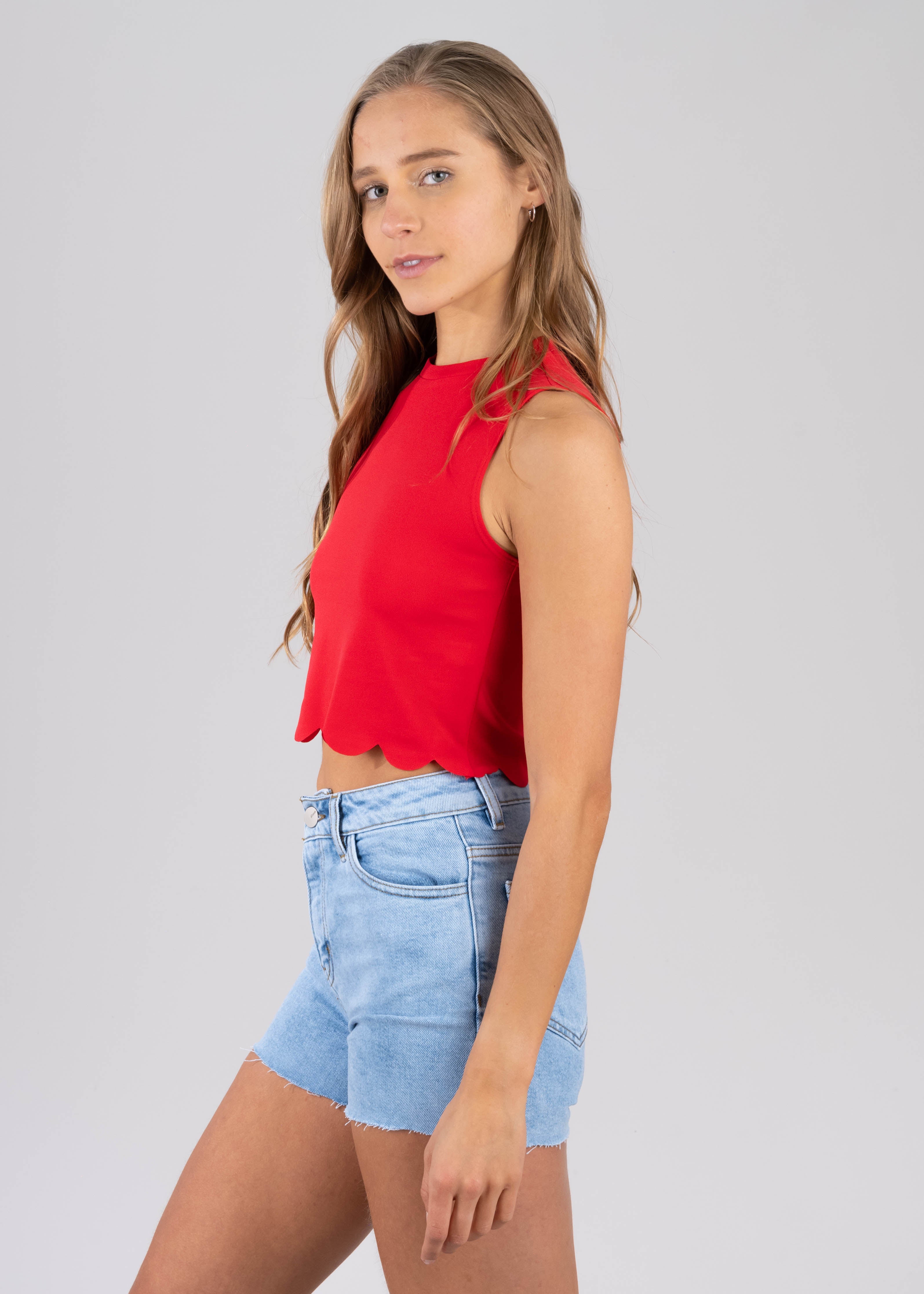 Top Crop Corte Láser ROJO AMAPOLA