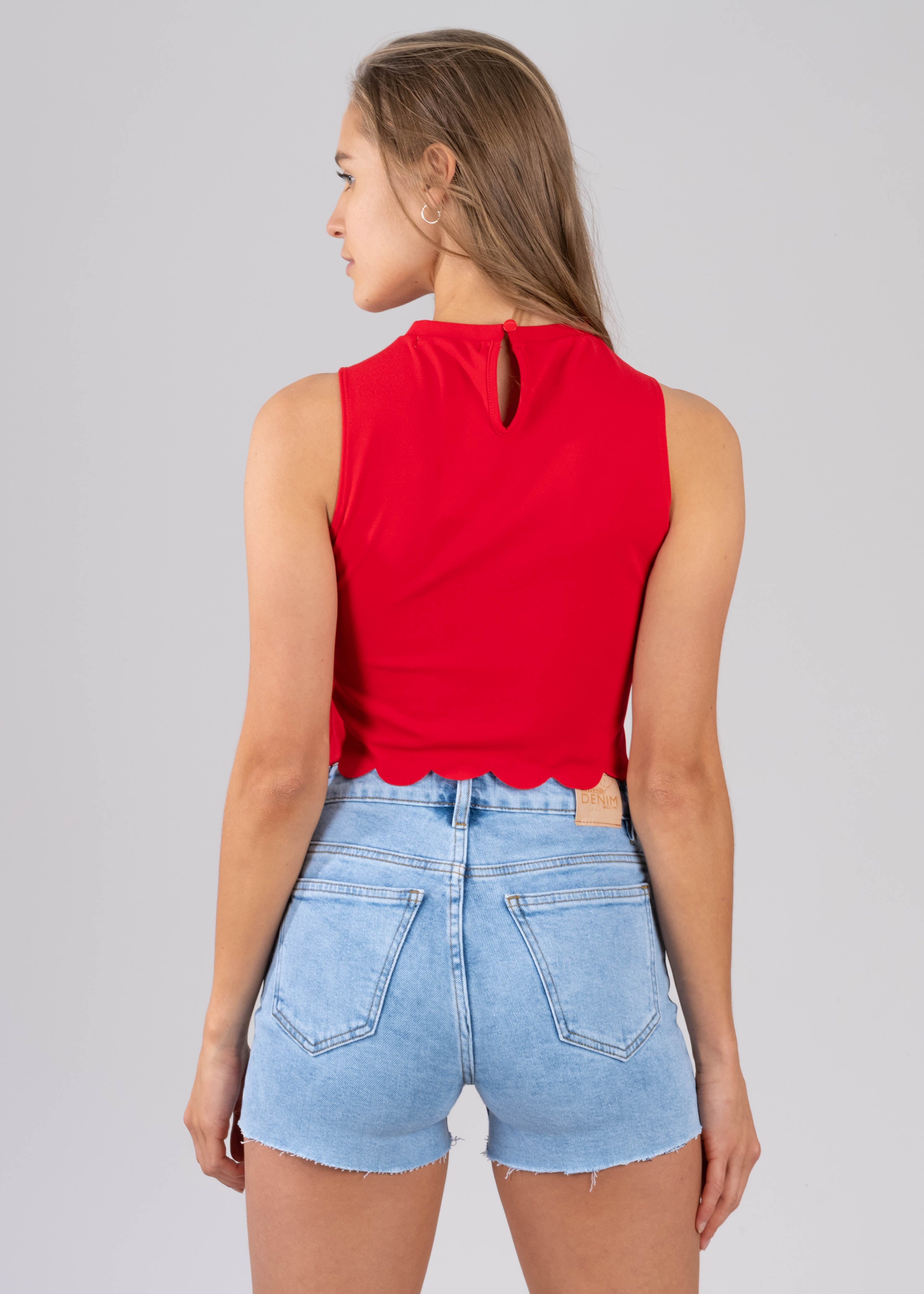 Top Crop Corte Láser ROJO AMAPOLA