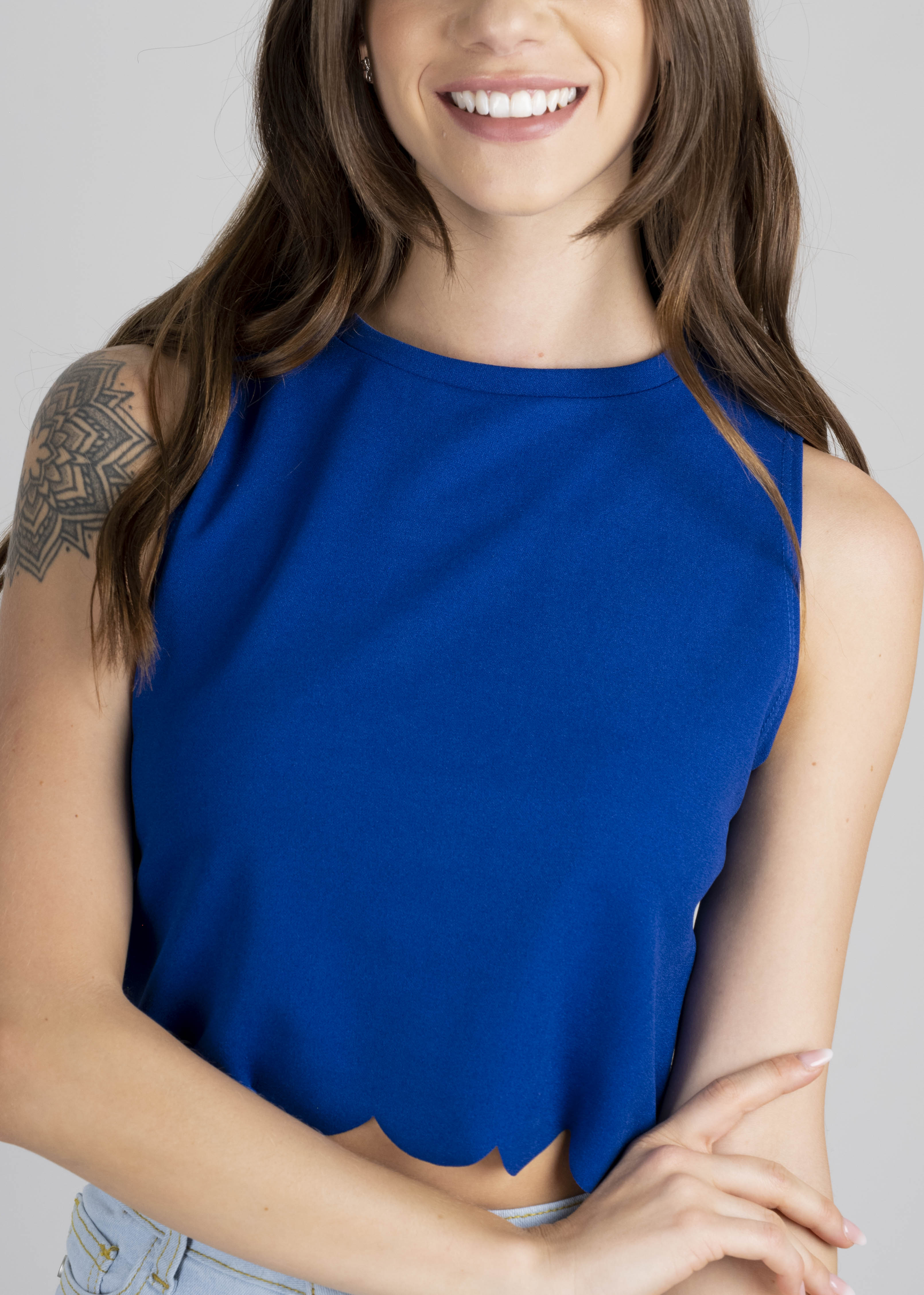 Top Crop Corte Láser AZUL BRILLANTE